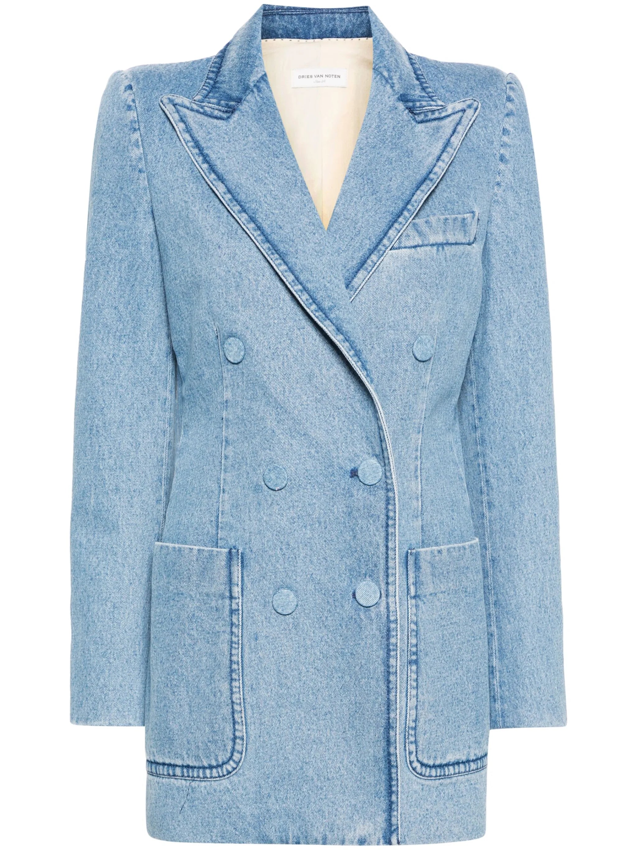 double-breasted denim blazer