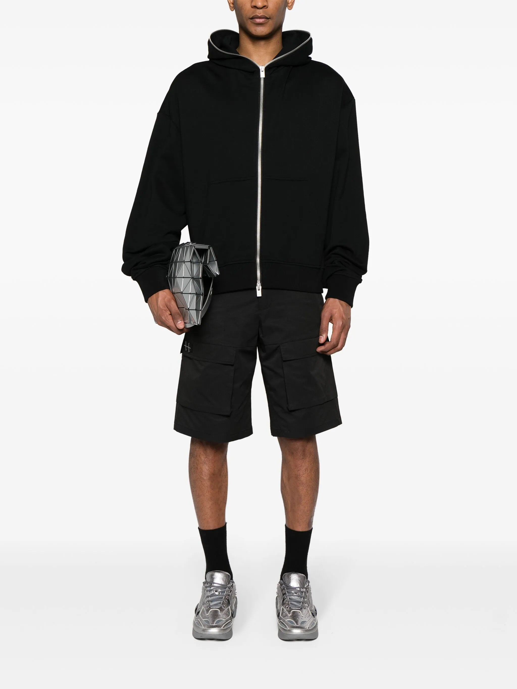 Evolutions zipped cotton hoodie