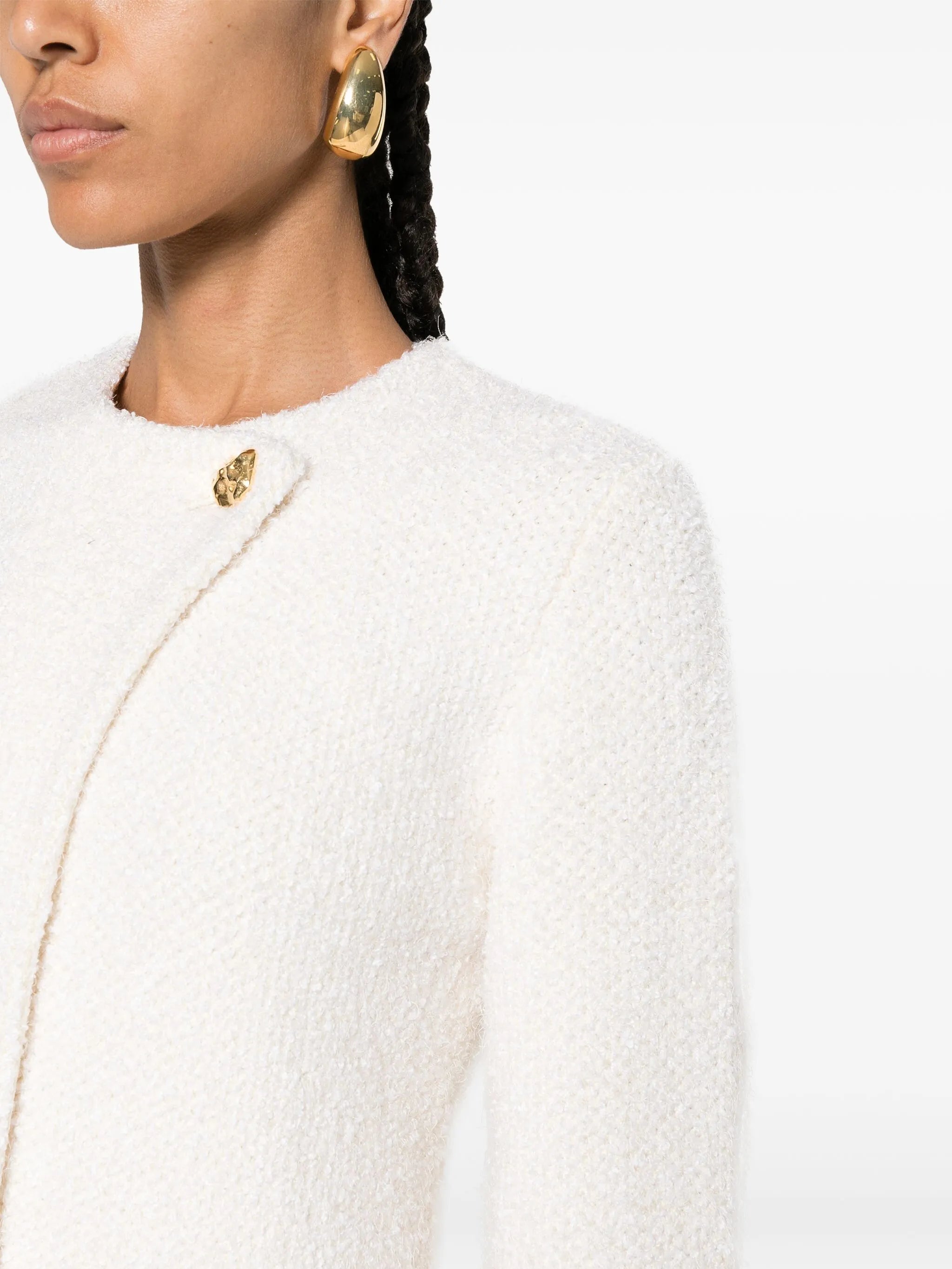 frayed-detail bouclé tweed jacket