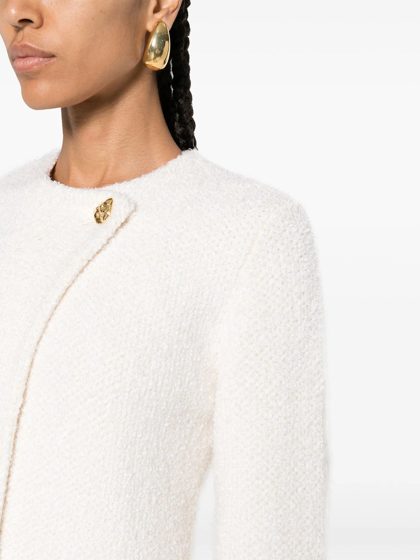 frayed-detail bouclé tweed jacket