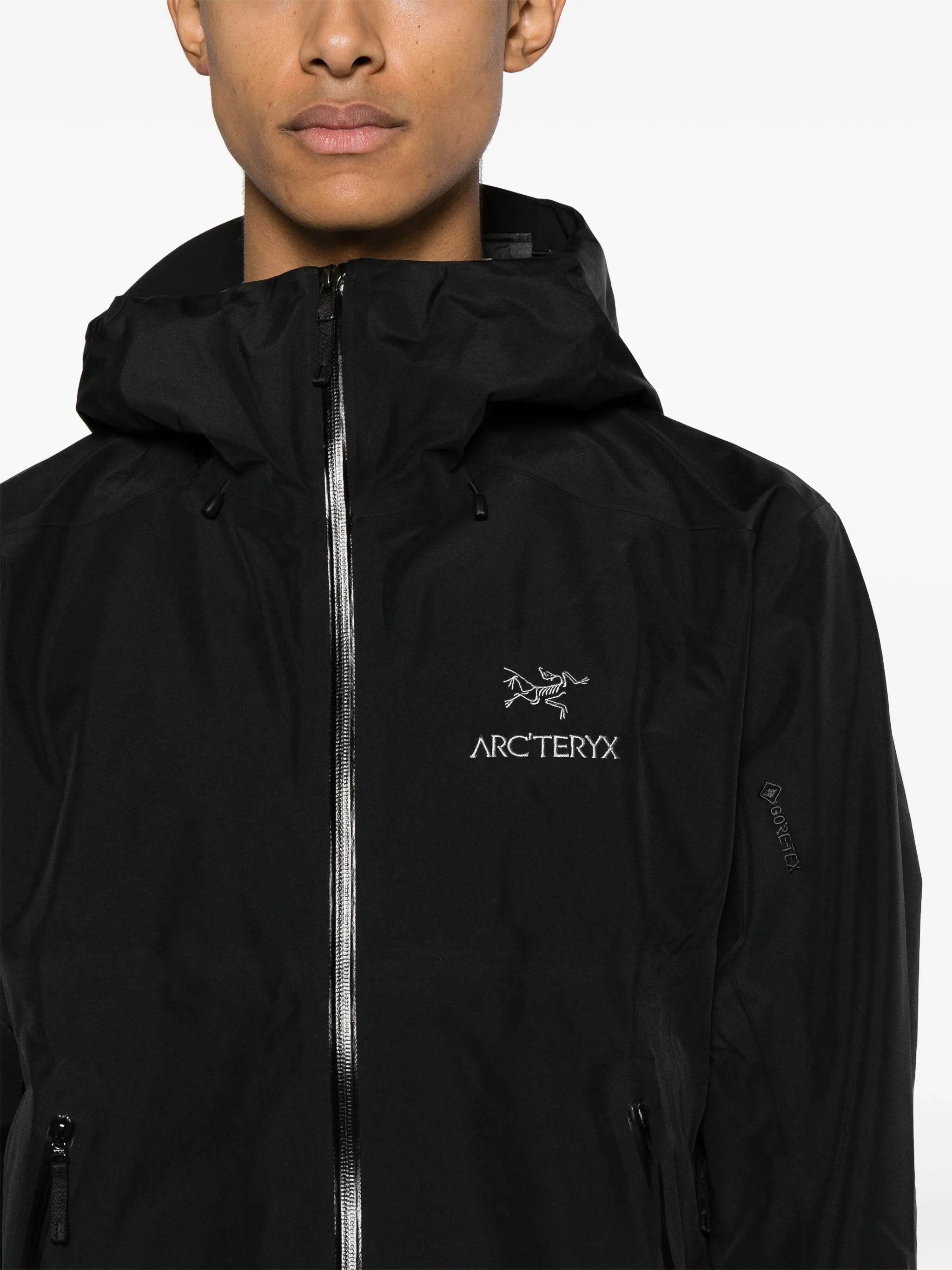 embroidered-logo hooded windbreaker