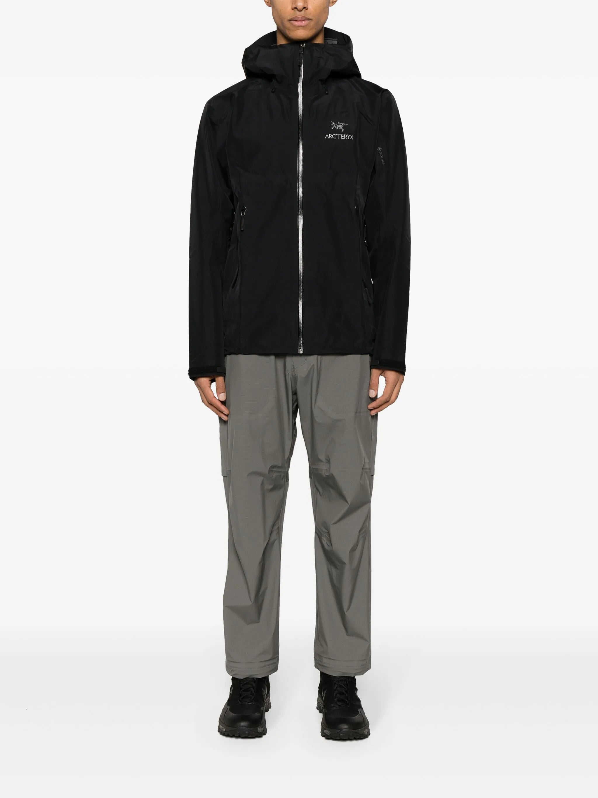 embroidered-logo hooded windbreaker