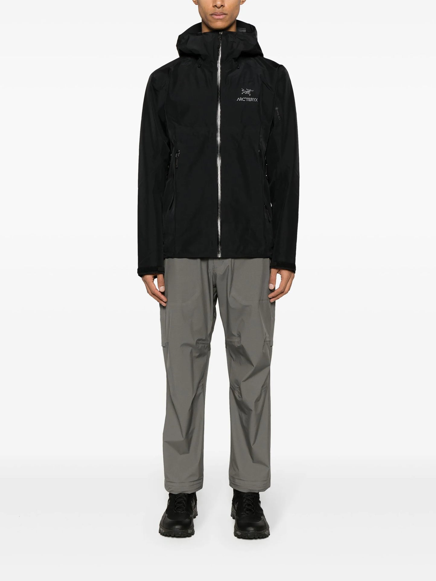 embroidered-logo hooded windbreaker
