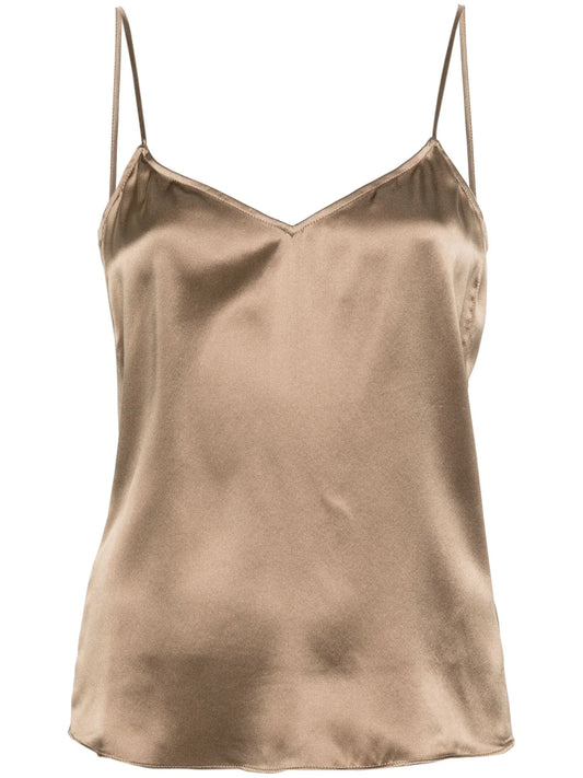 V-neck silk cami top