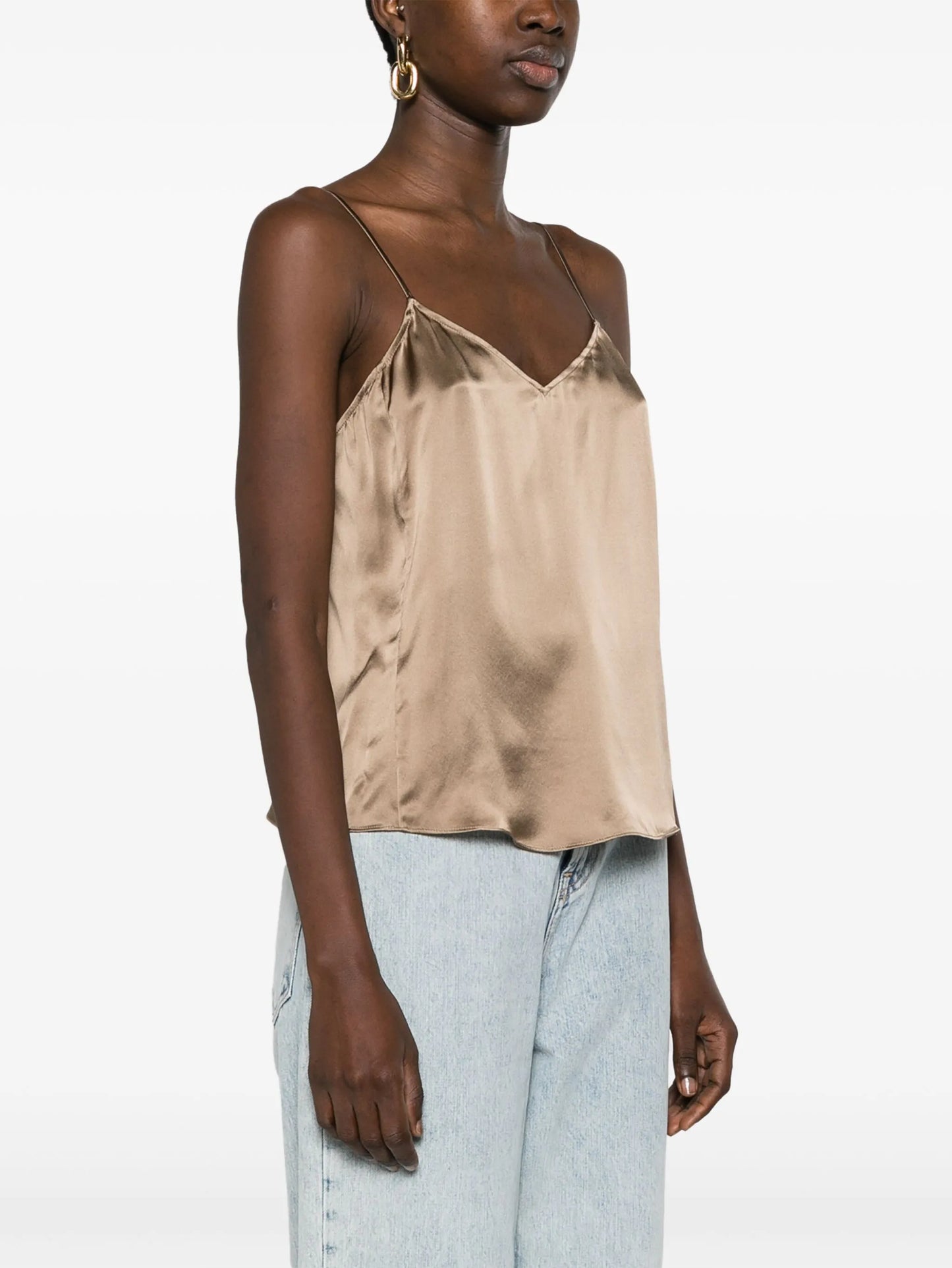 V-neck silk cami top