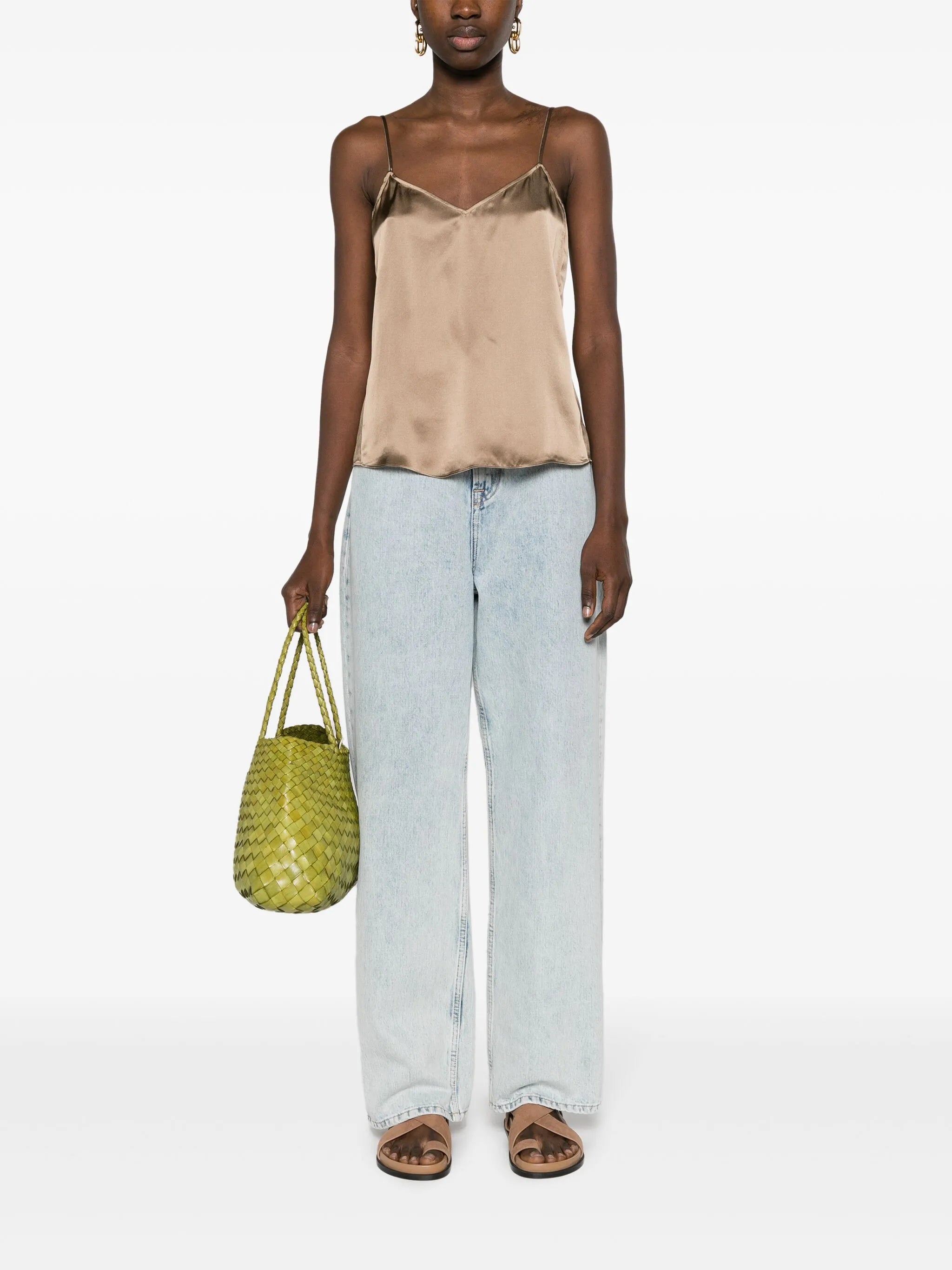 V-neck silk cami top