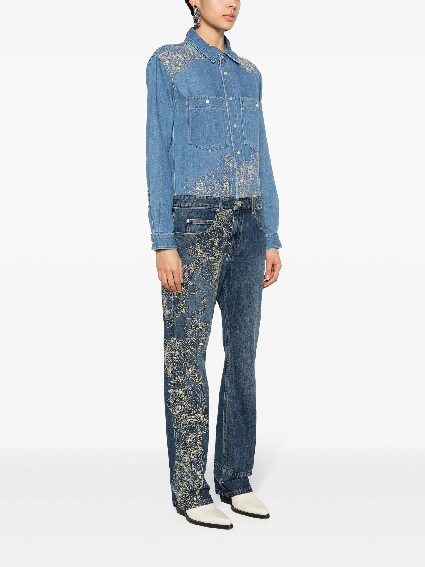 Imane embroidered denim jumpsuit
