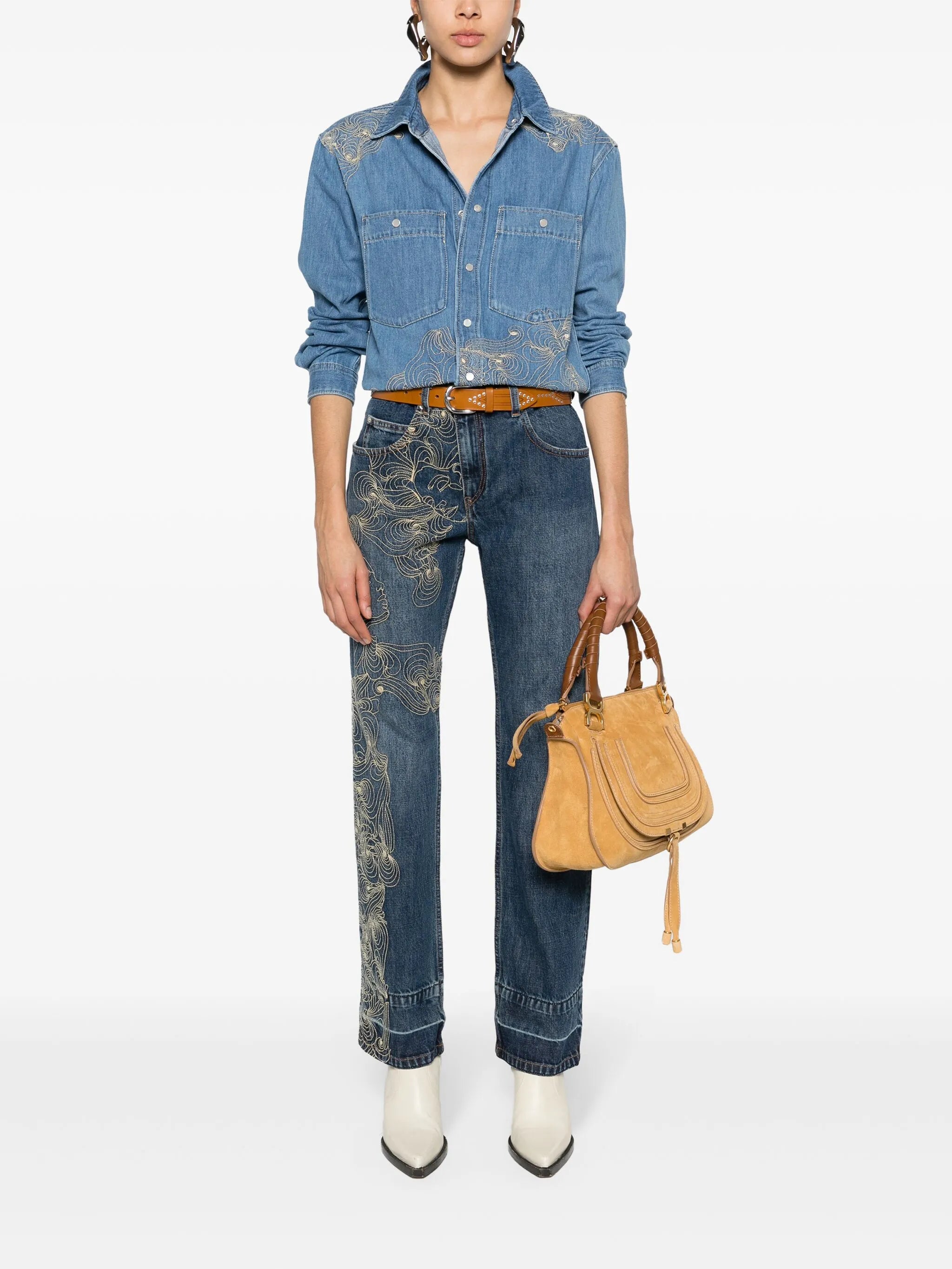 Imane embroidered denim jumpsuit
