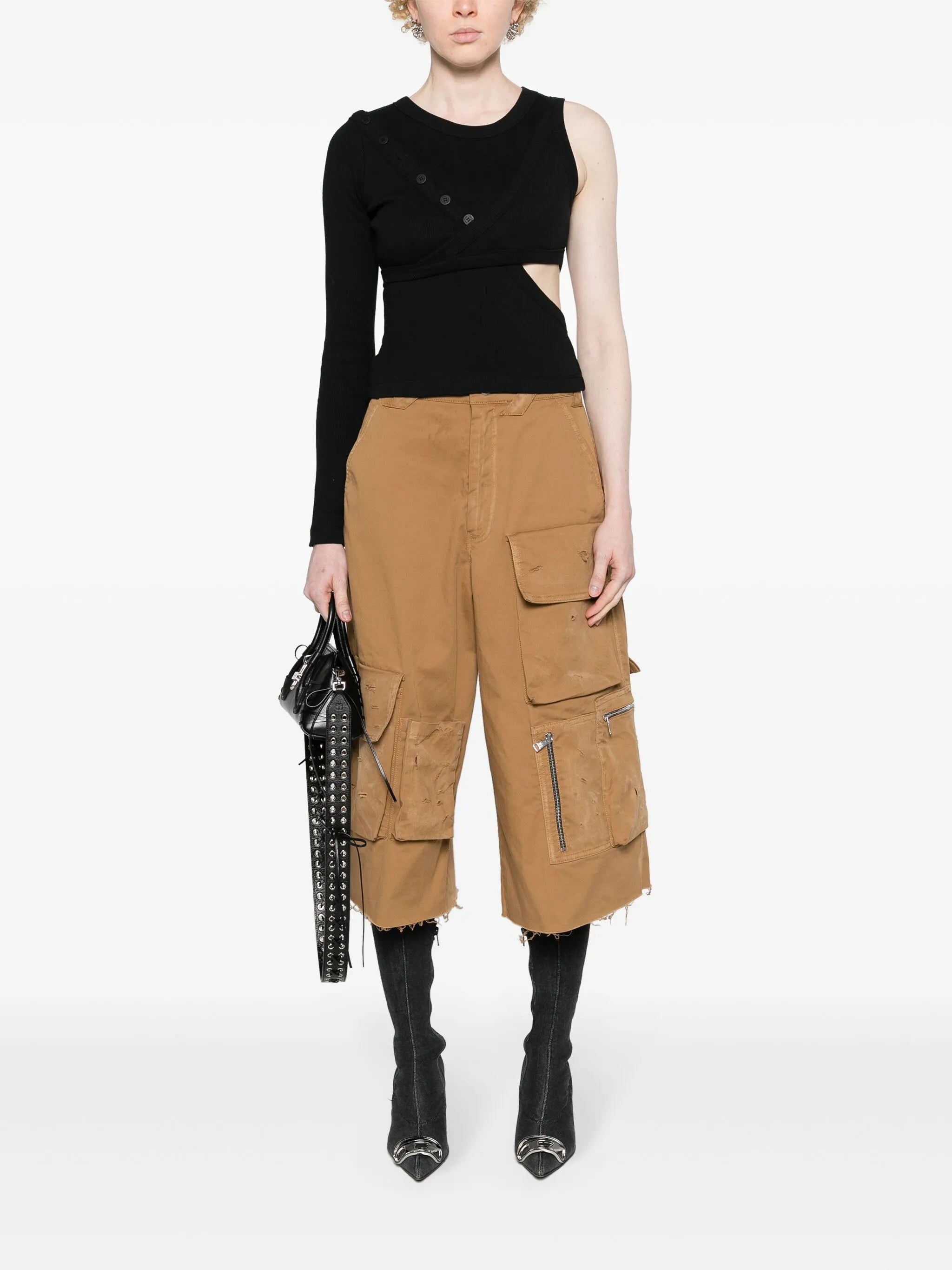 one-shoulder crop top
