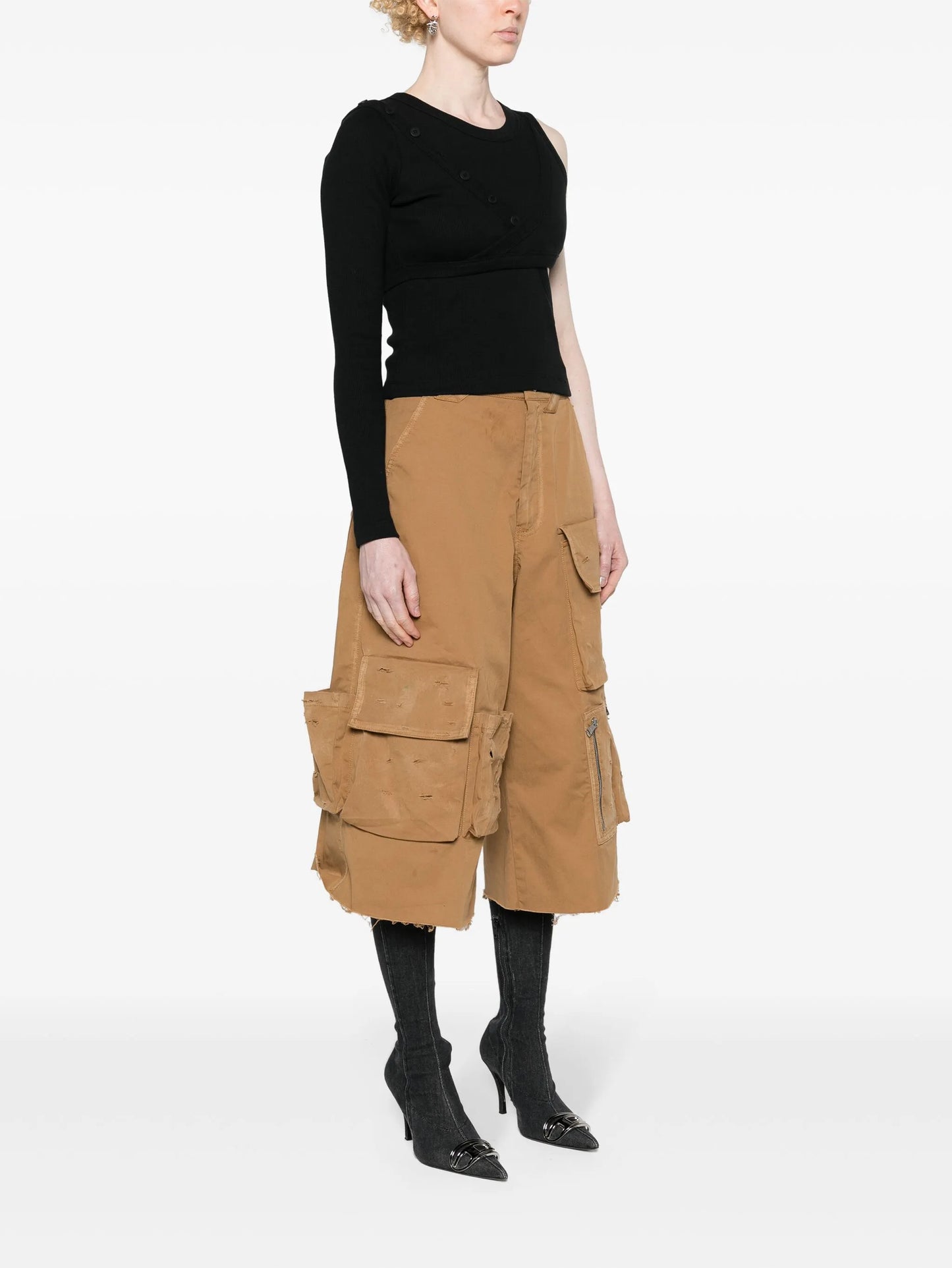one-shoulder crop top