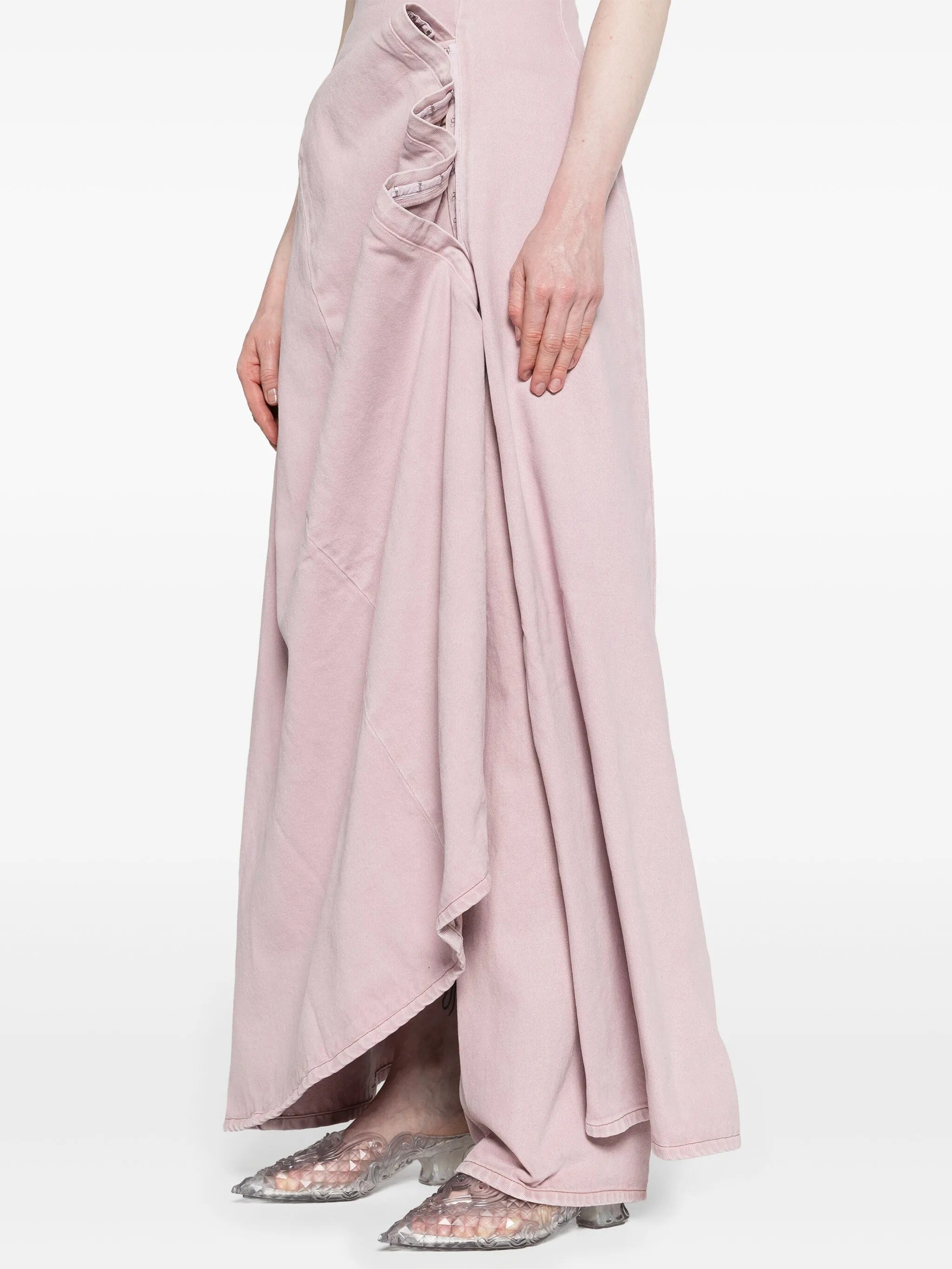 leg-out denim maxi dress