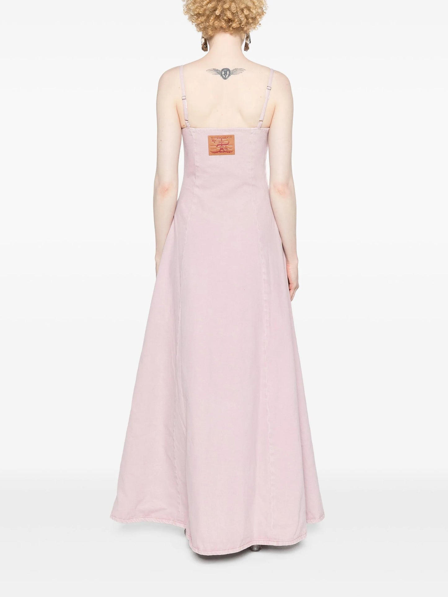 leg-out denim maxi dress