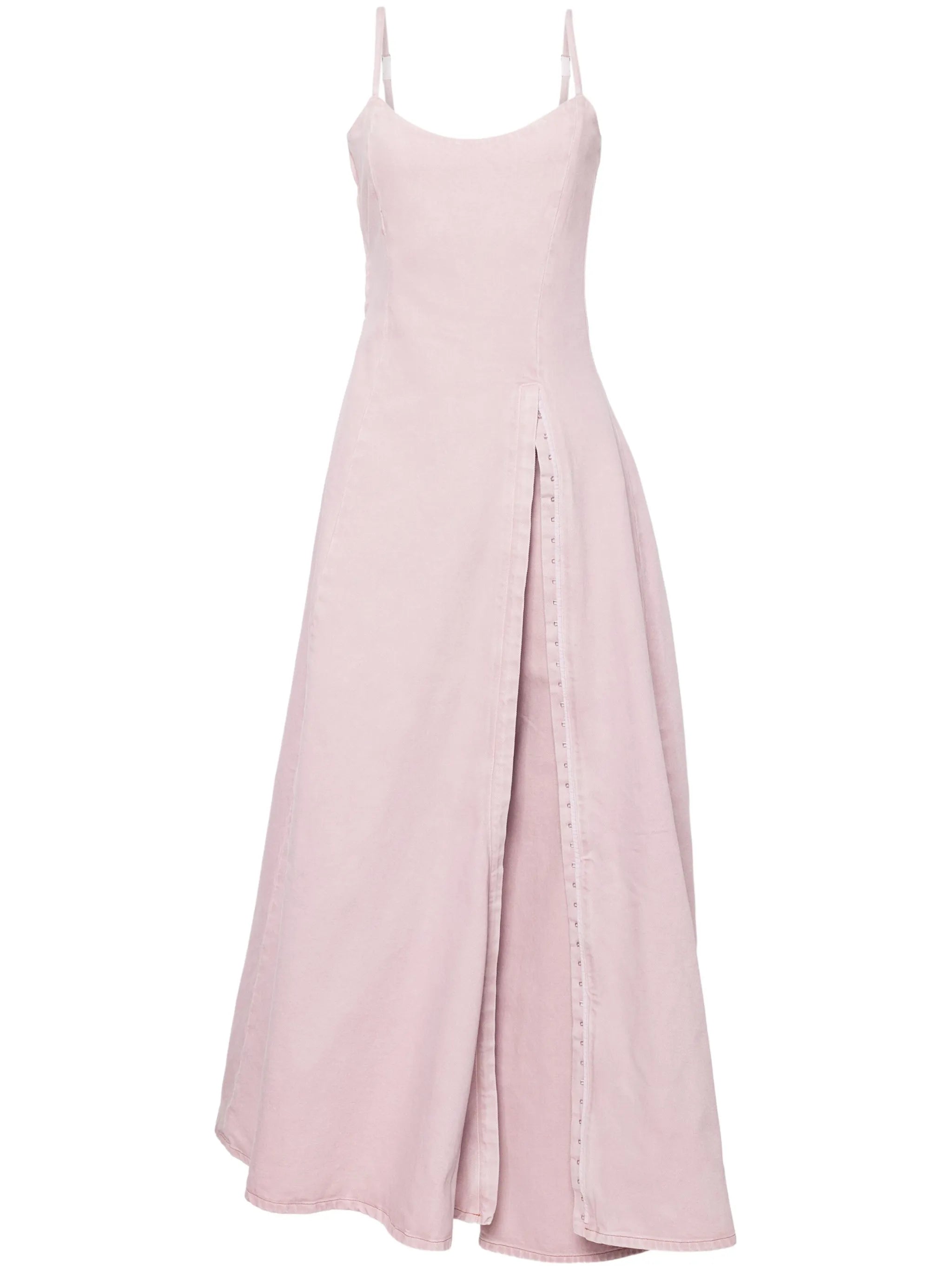 leg-out denim maxi dress