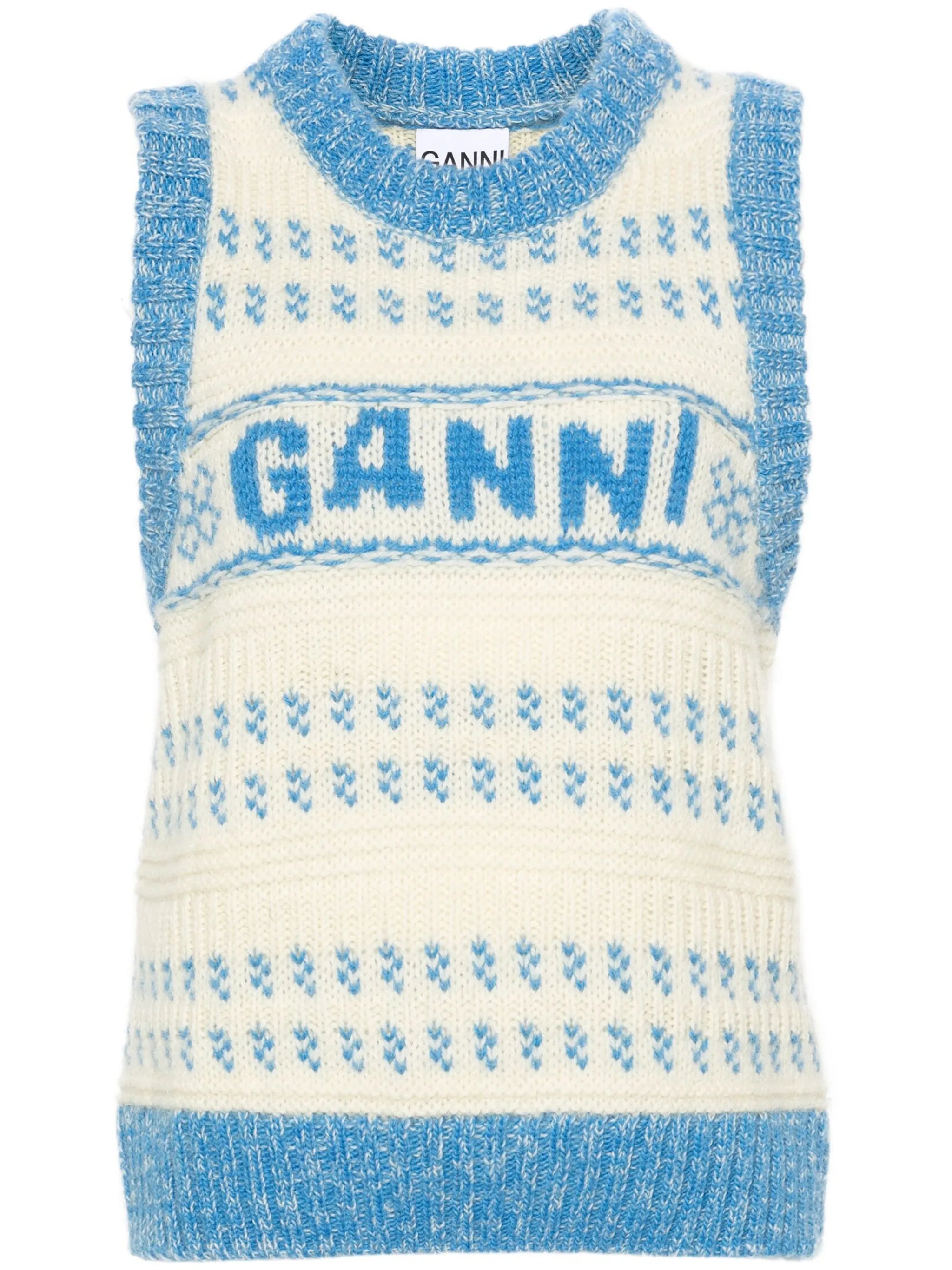 logo intarsia-knit wool vest