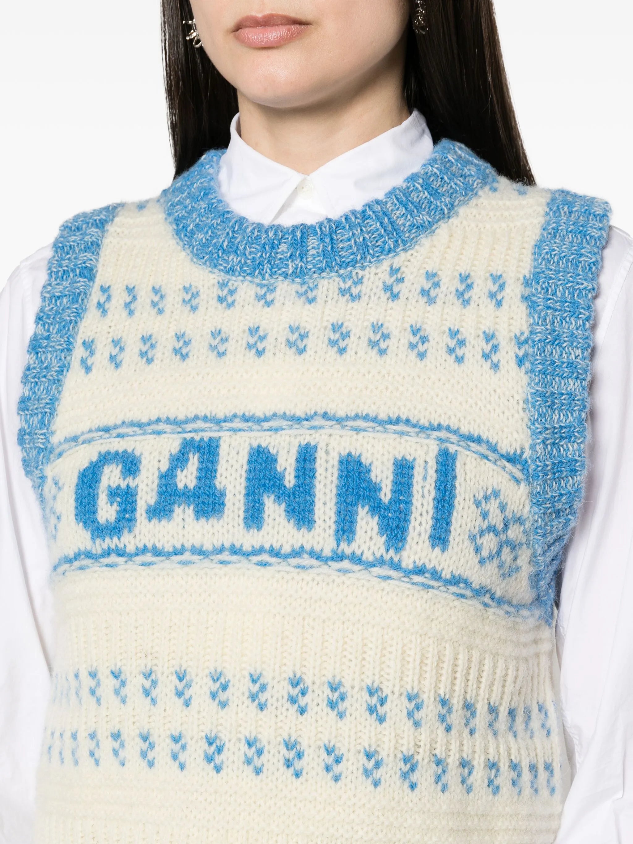 logo intarsia-knit wool vest