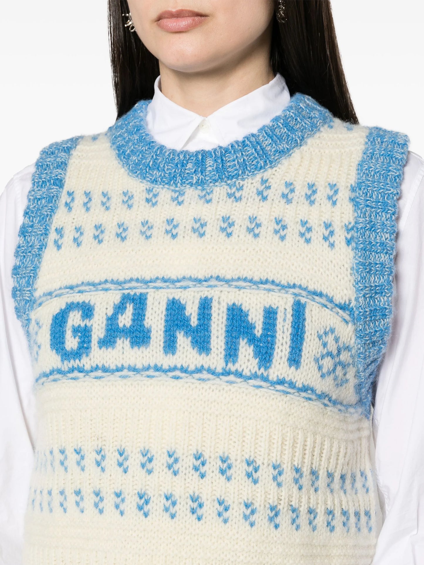 logo intarsia-knit wool vest