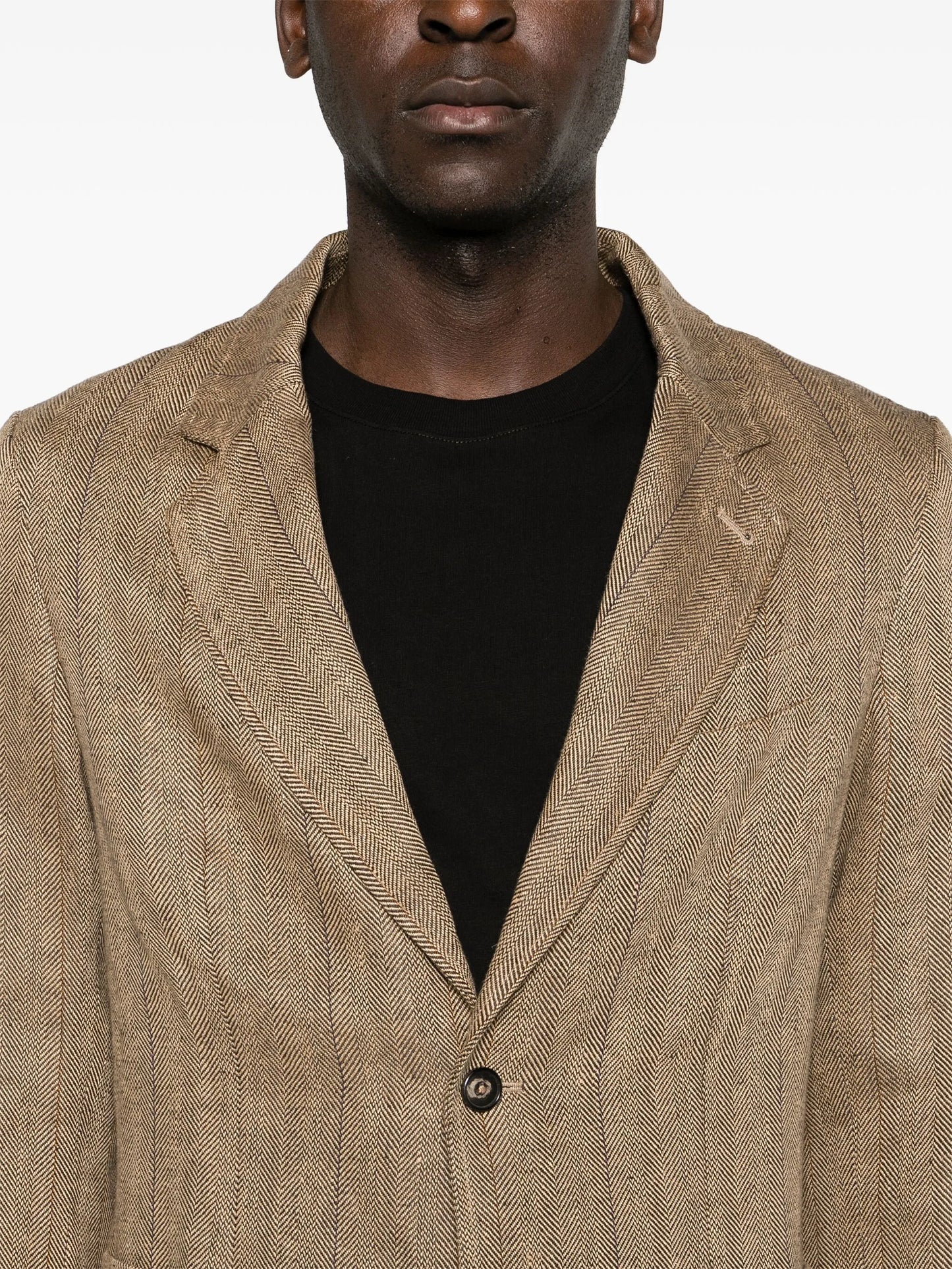 single-breasted linen blazer
