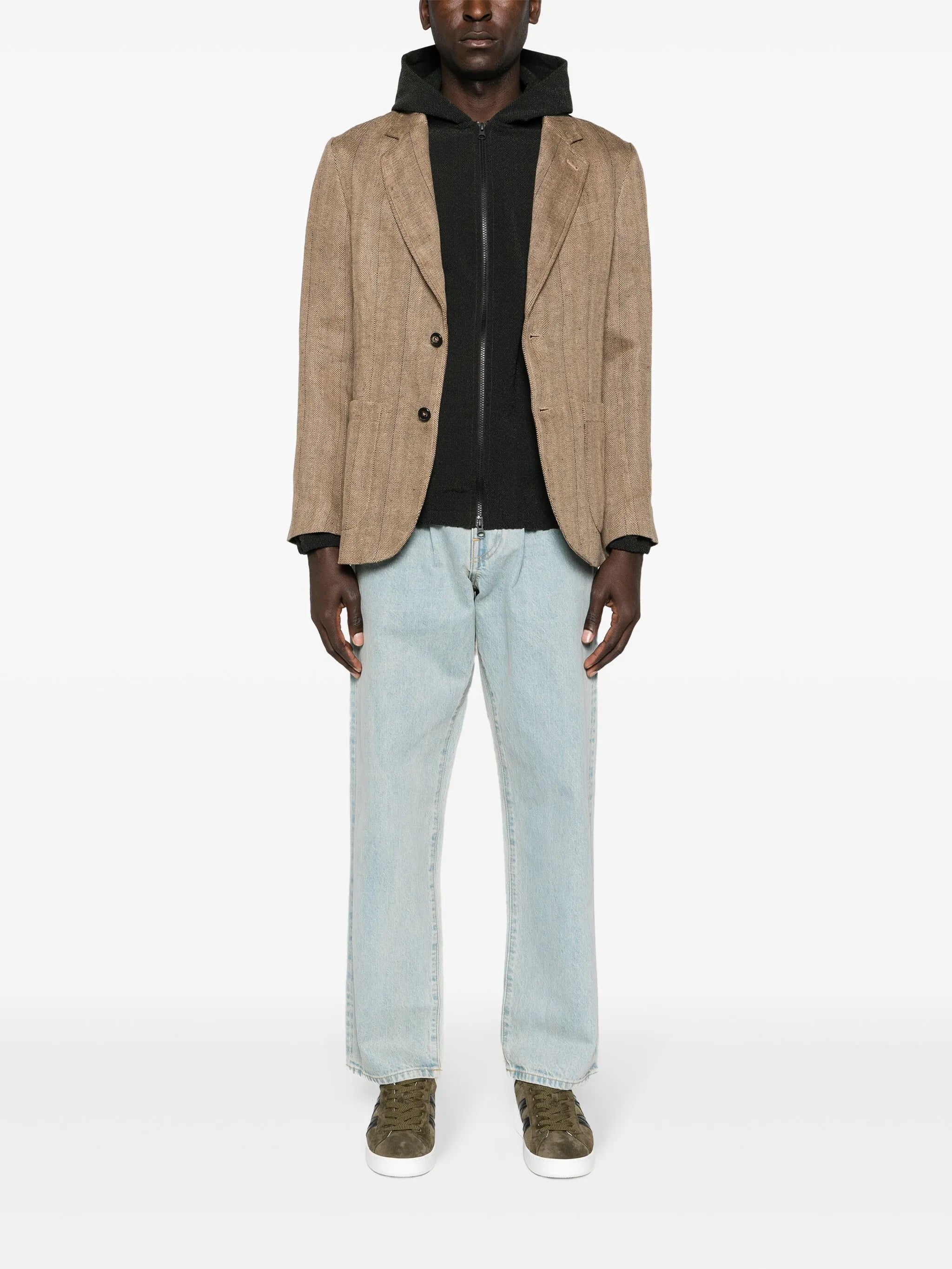 single-breasted linen blazer