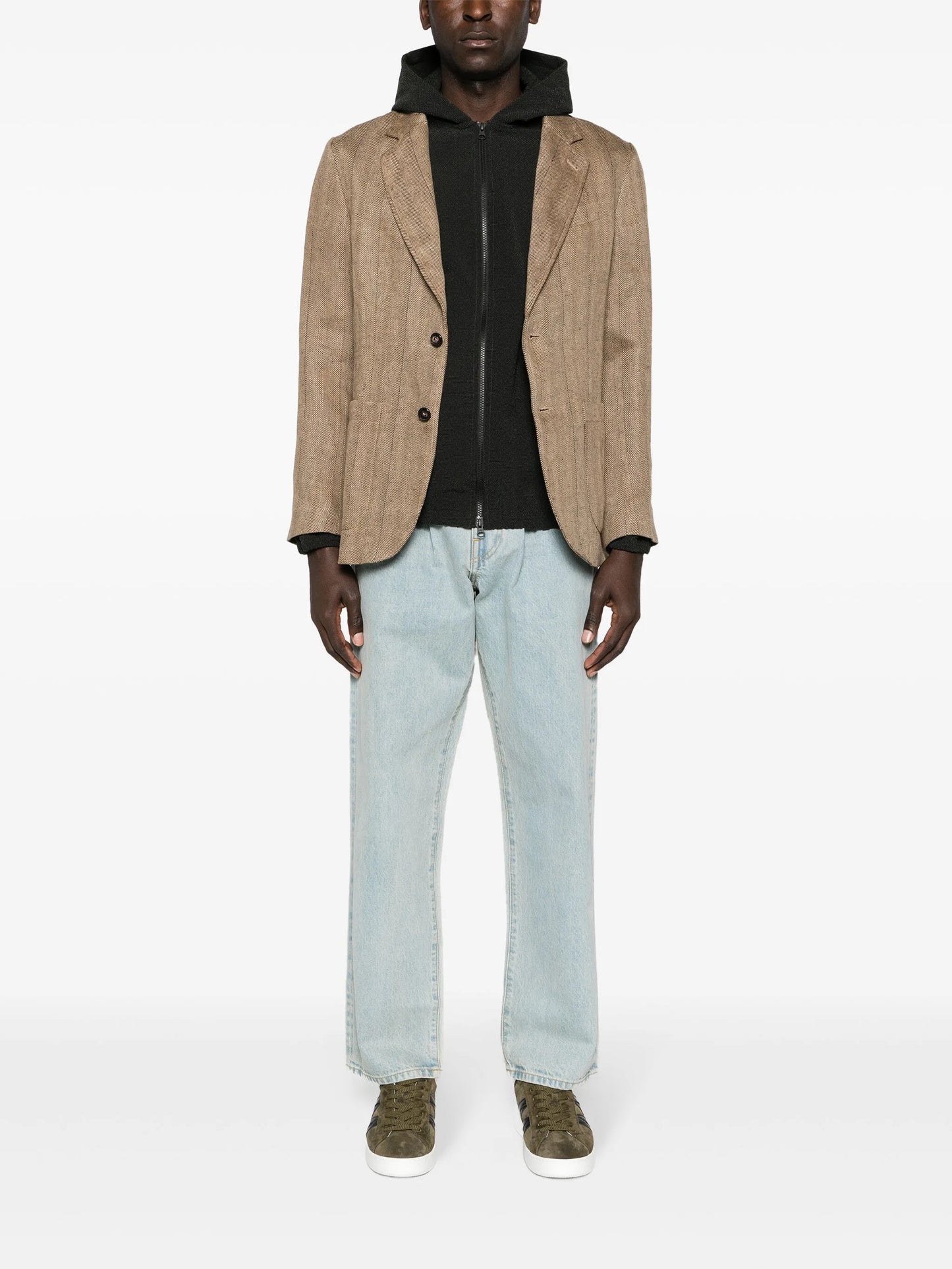 single-breasted linen blazer