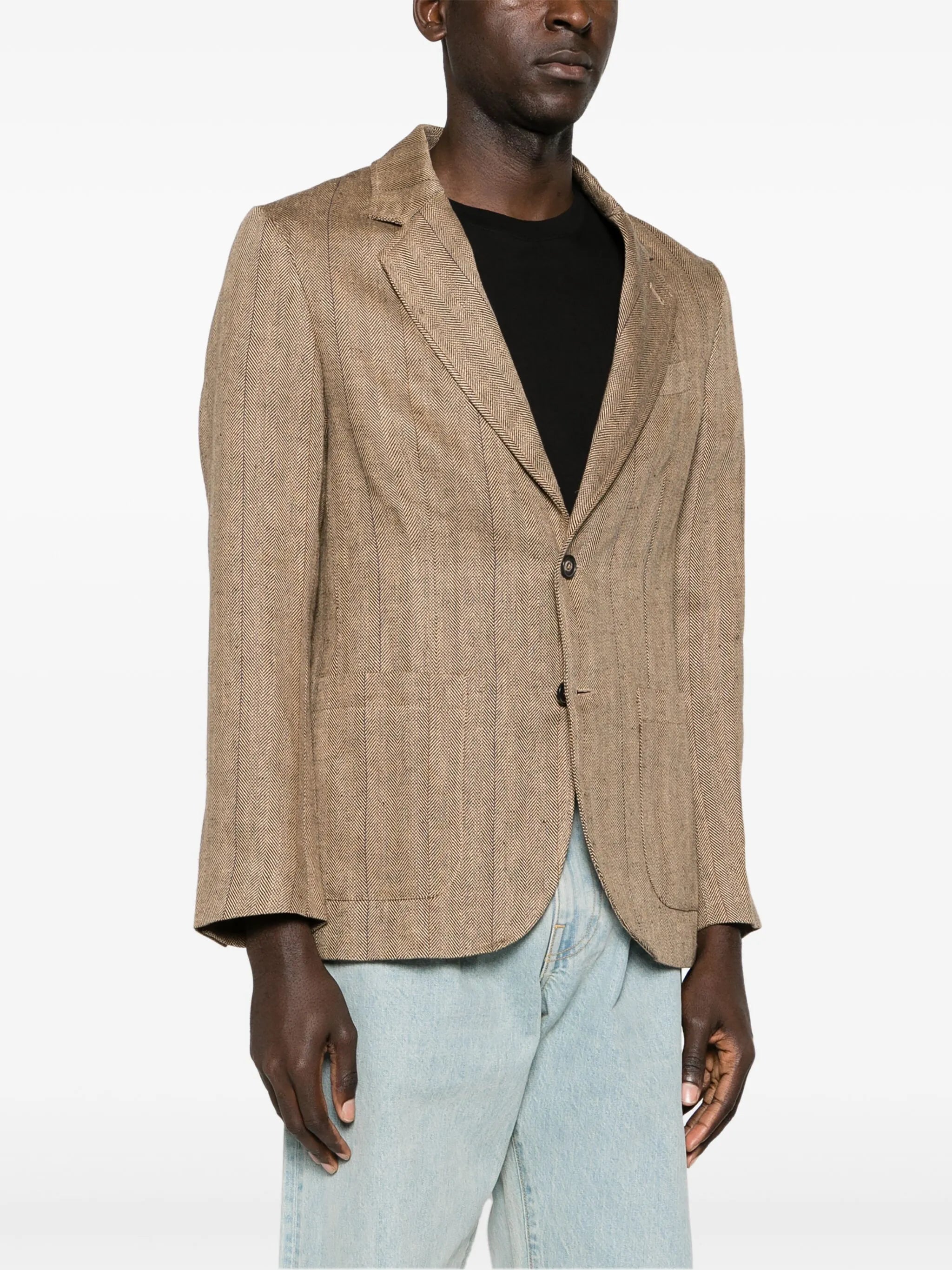 single-breasted linen blazer