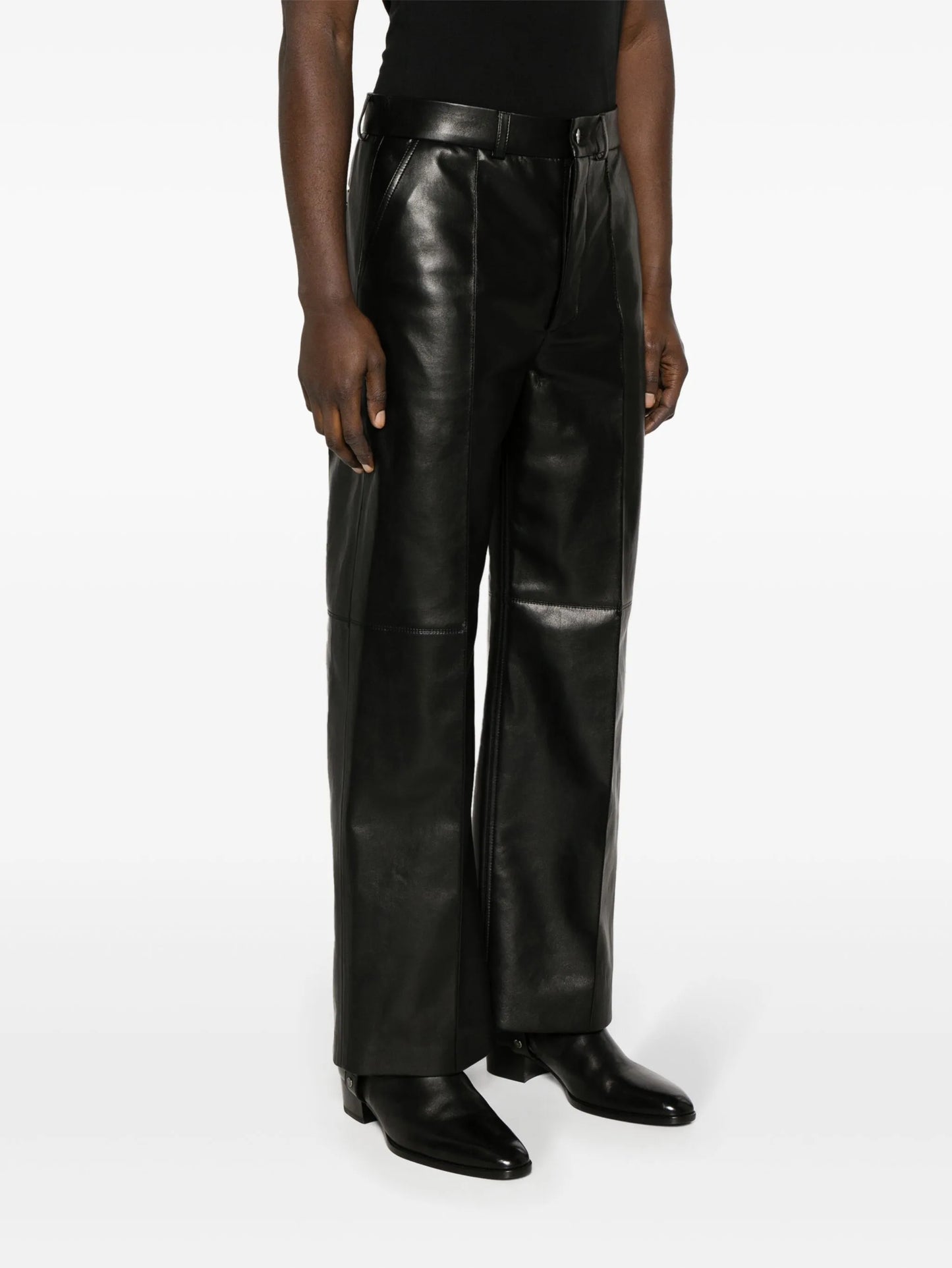 Dax mid-rise faux-leather wide-leg trousers