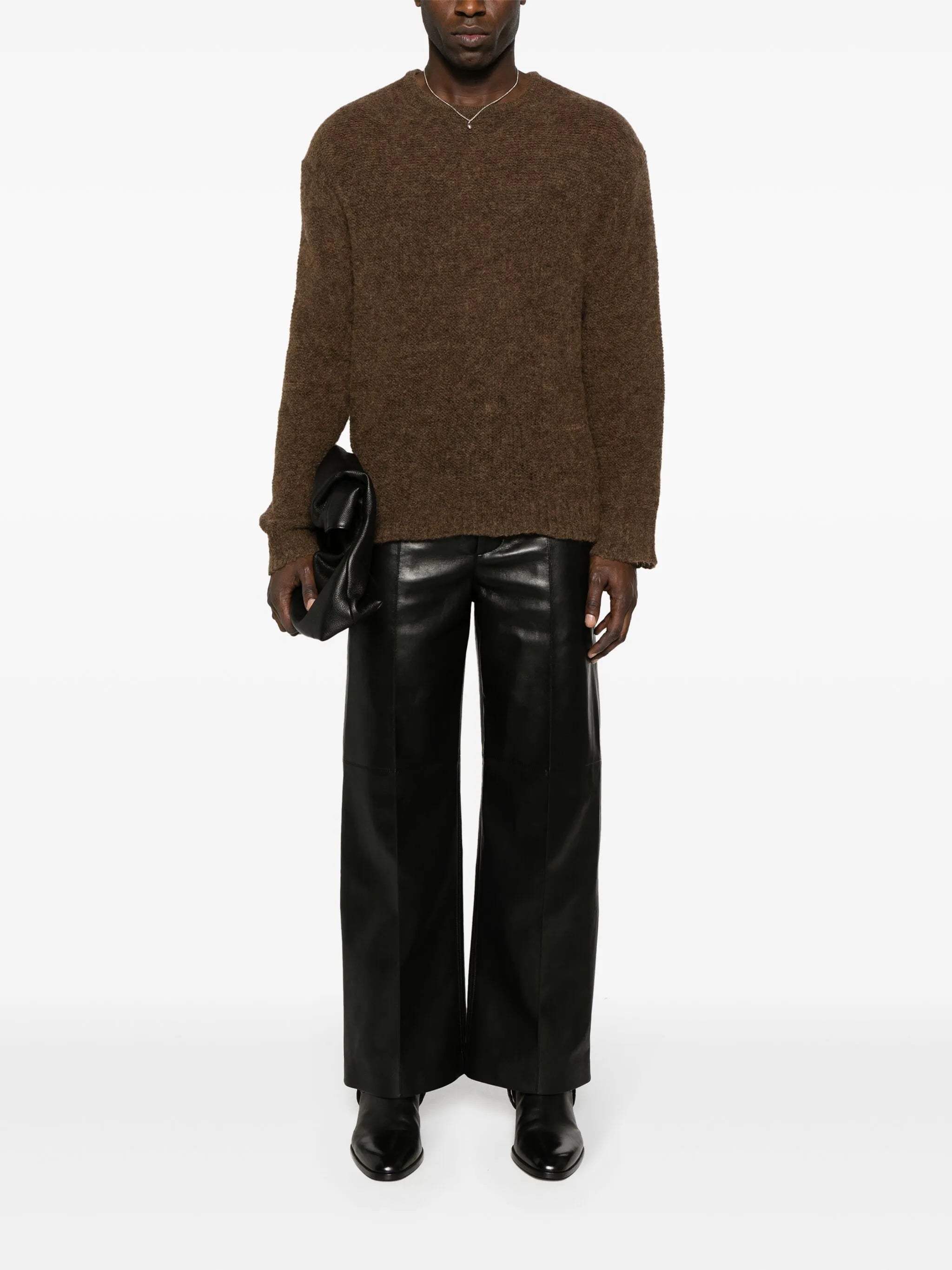 Dax mid-rise faux-leather wide-leg trousers