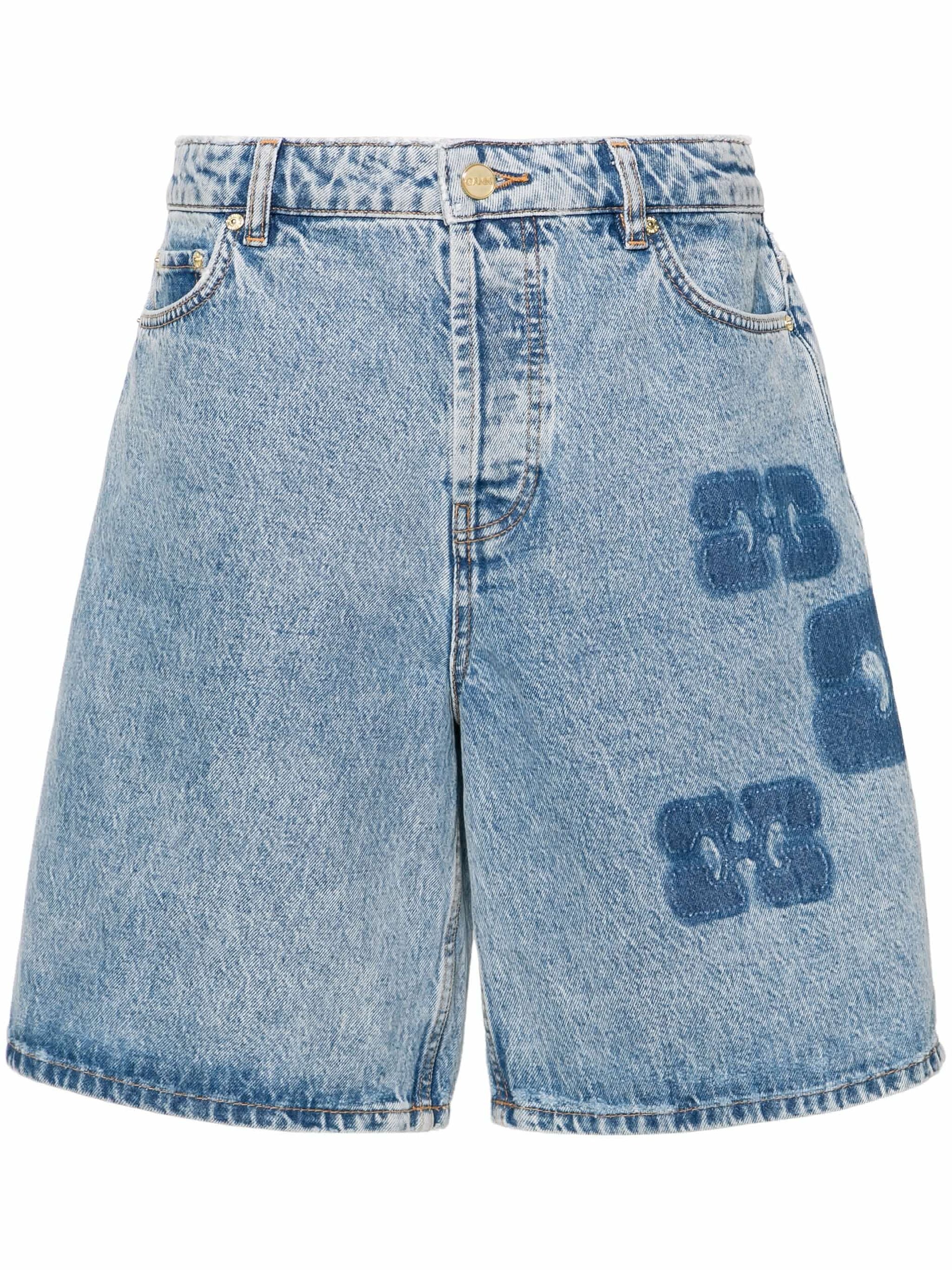 logo-motif denim shorts