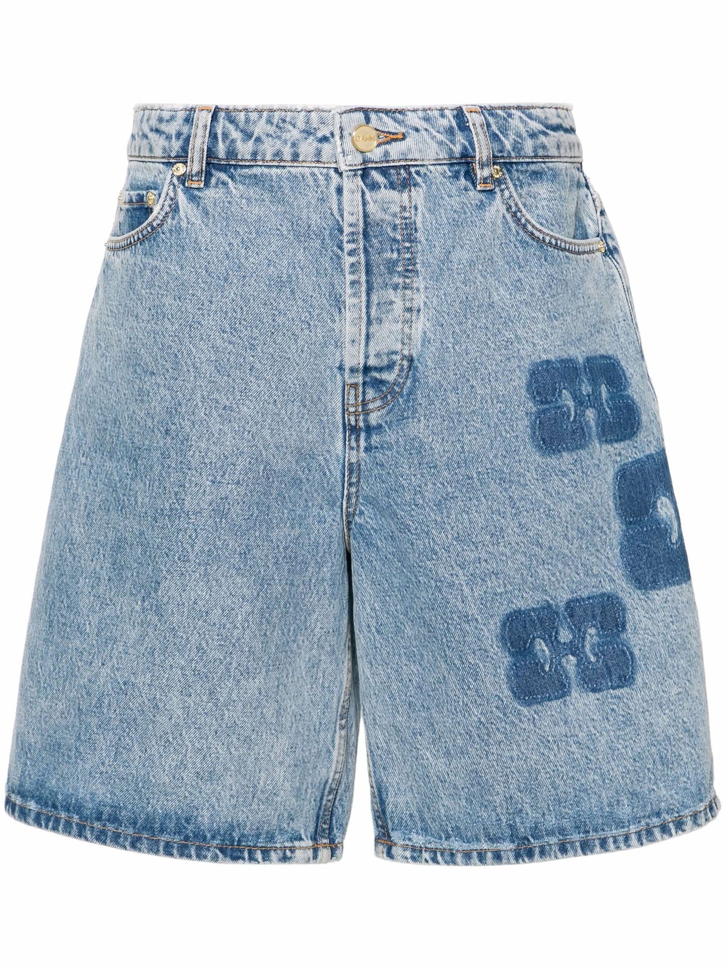 logo-motif denim shorts