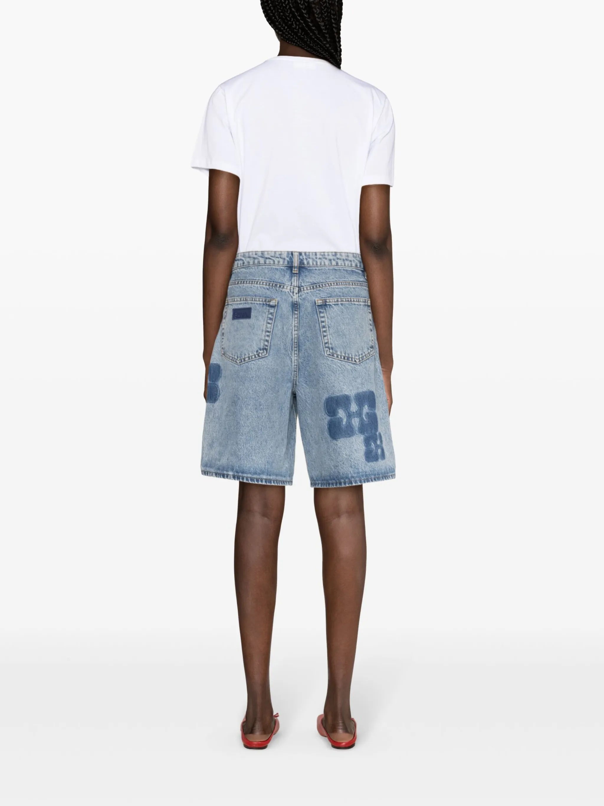 logo-motif denim shorts