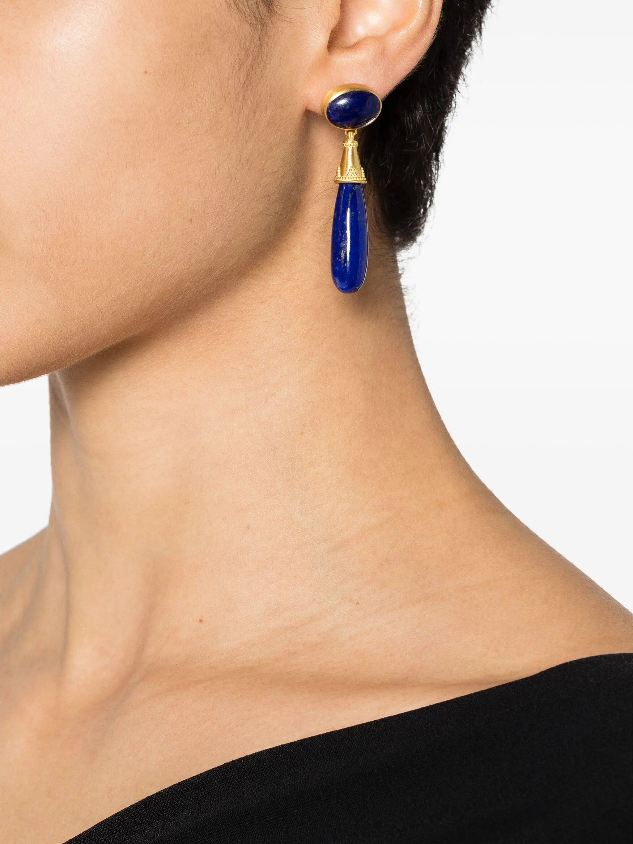 22kt yellow gold Amphora lapis lazuli earrings