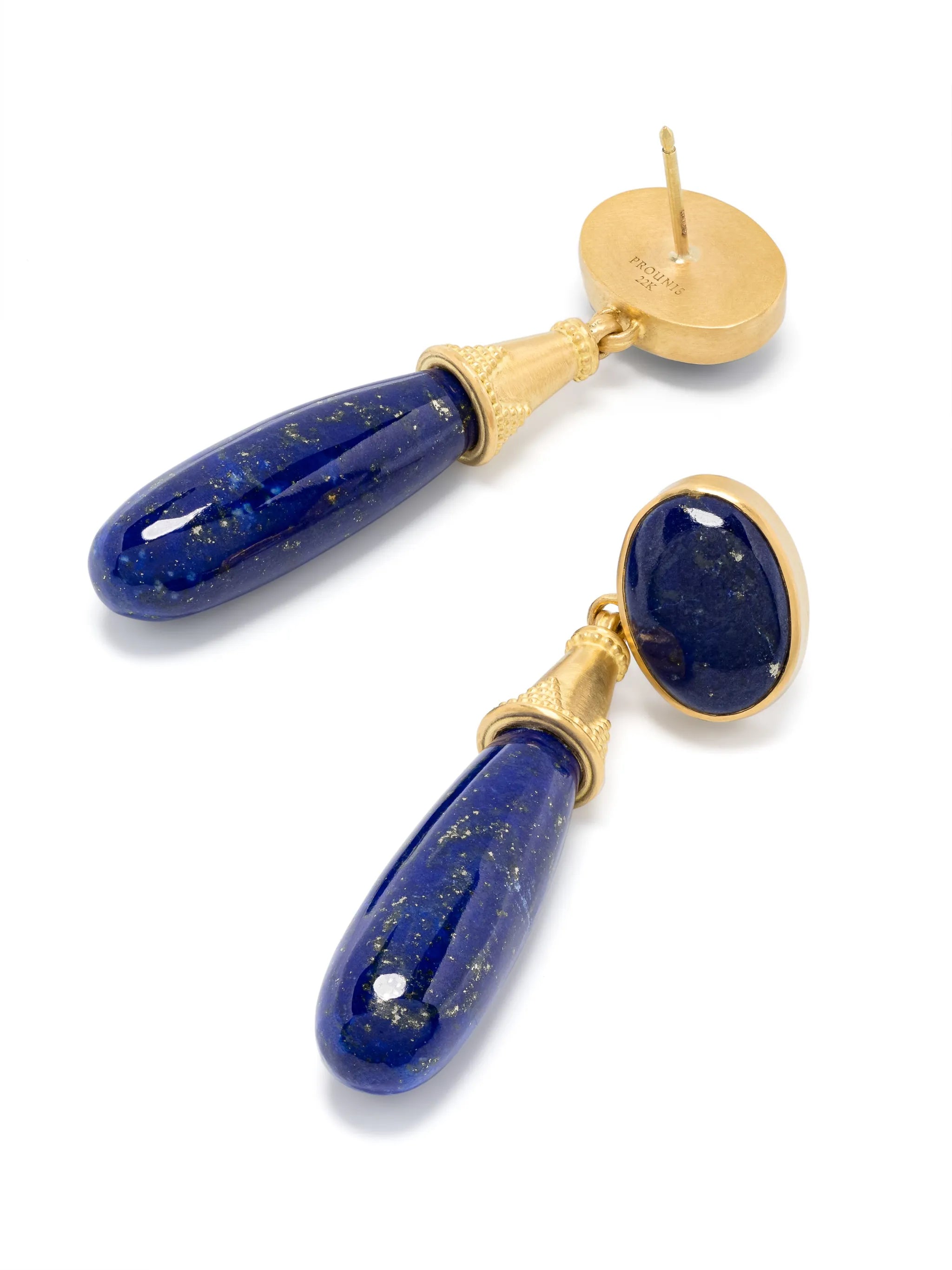22kt yellow gold Amphora lapis lazuli earrings