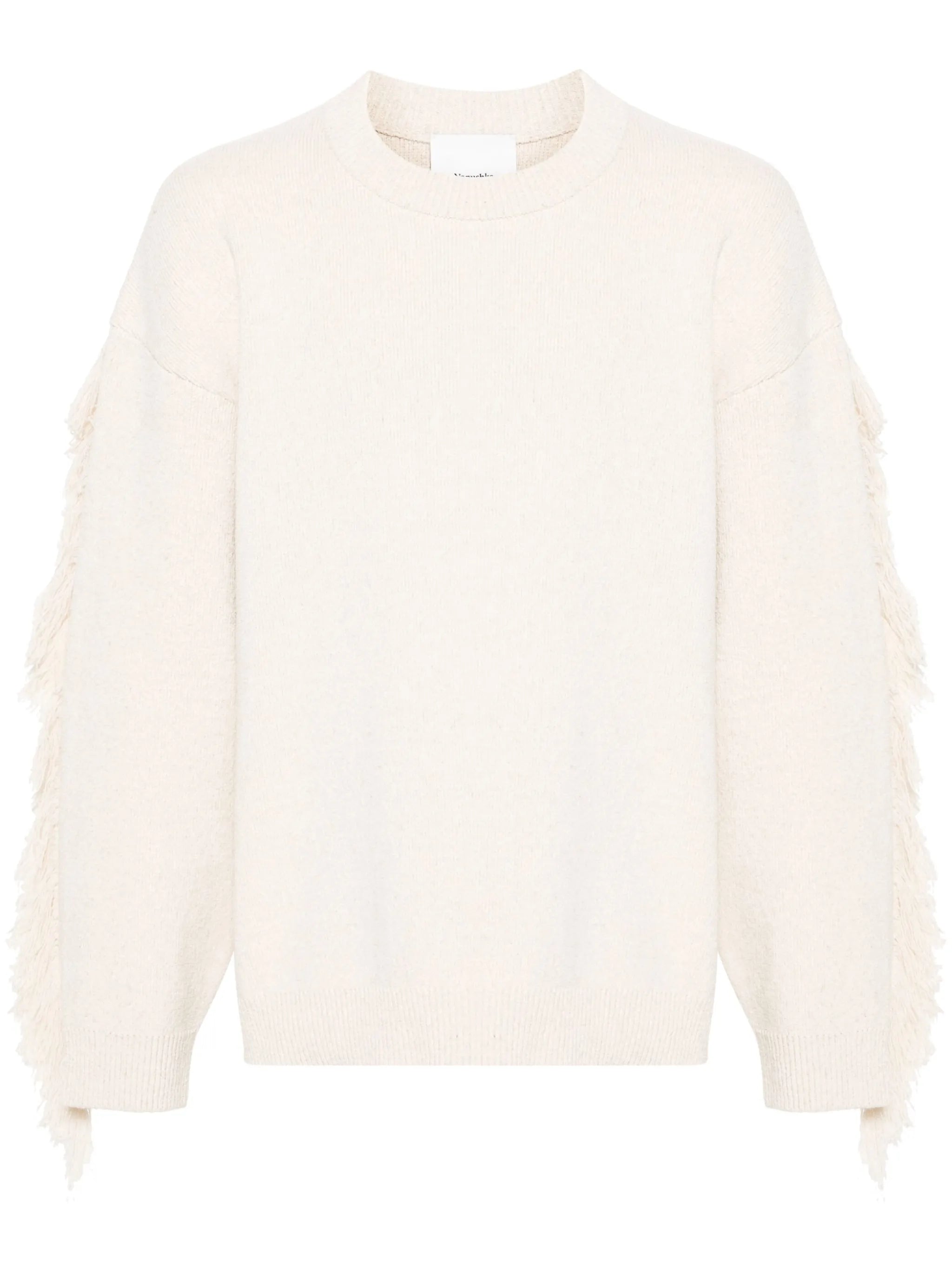 fringed crew-neck jumper