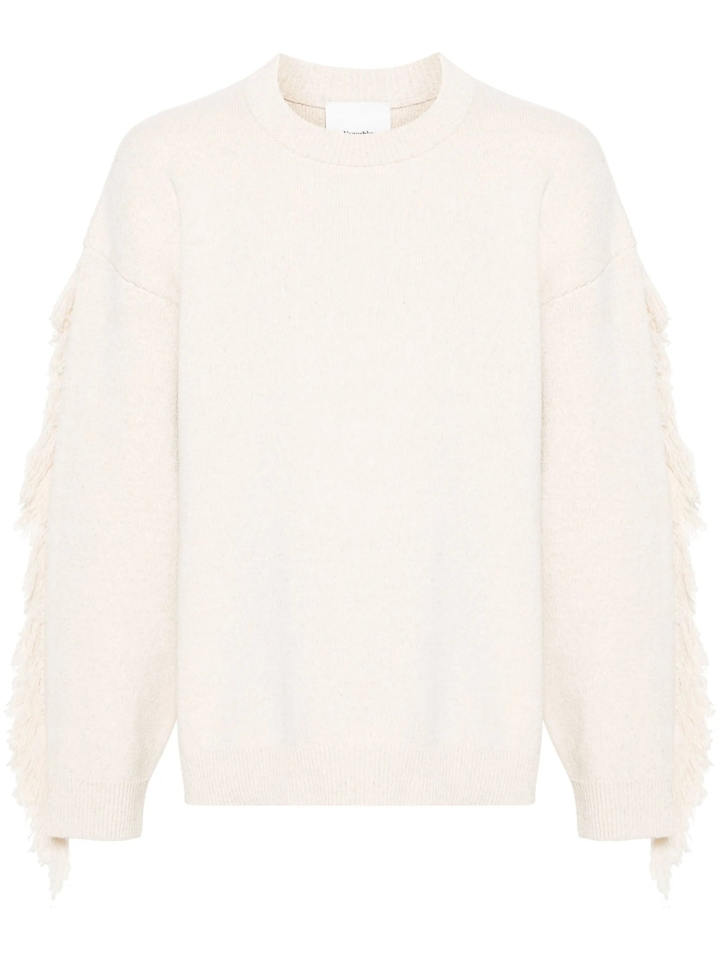fringed crew-neck jumper