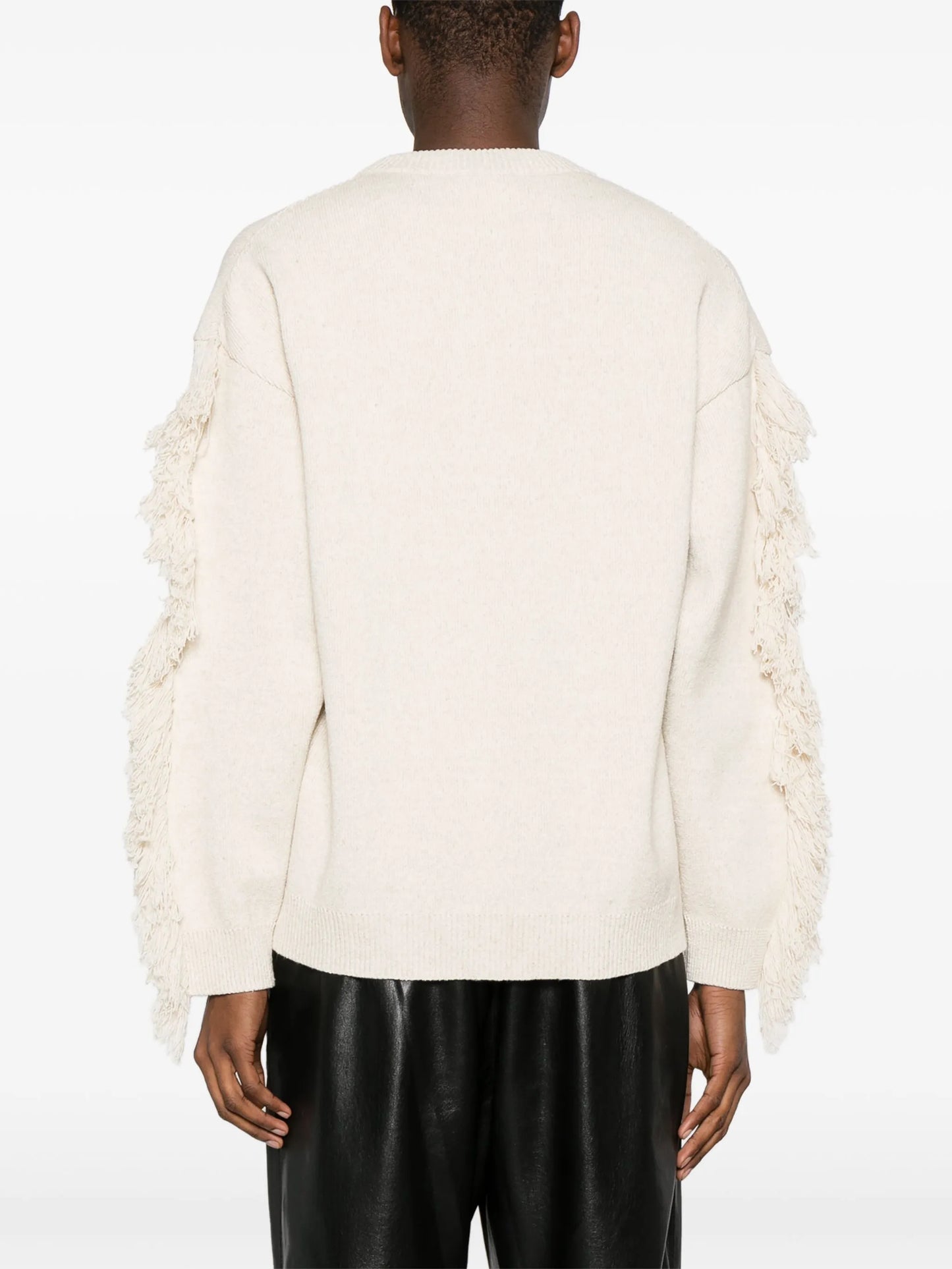 fringed crew-neck jumper