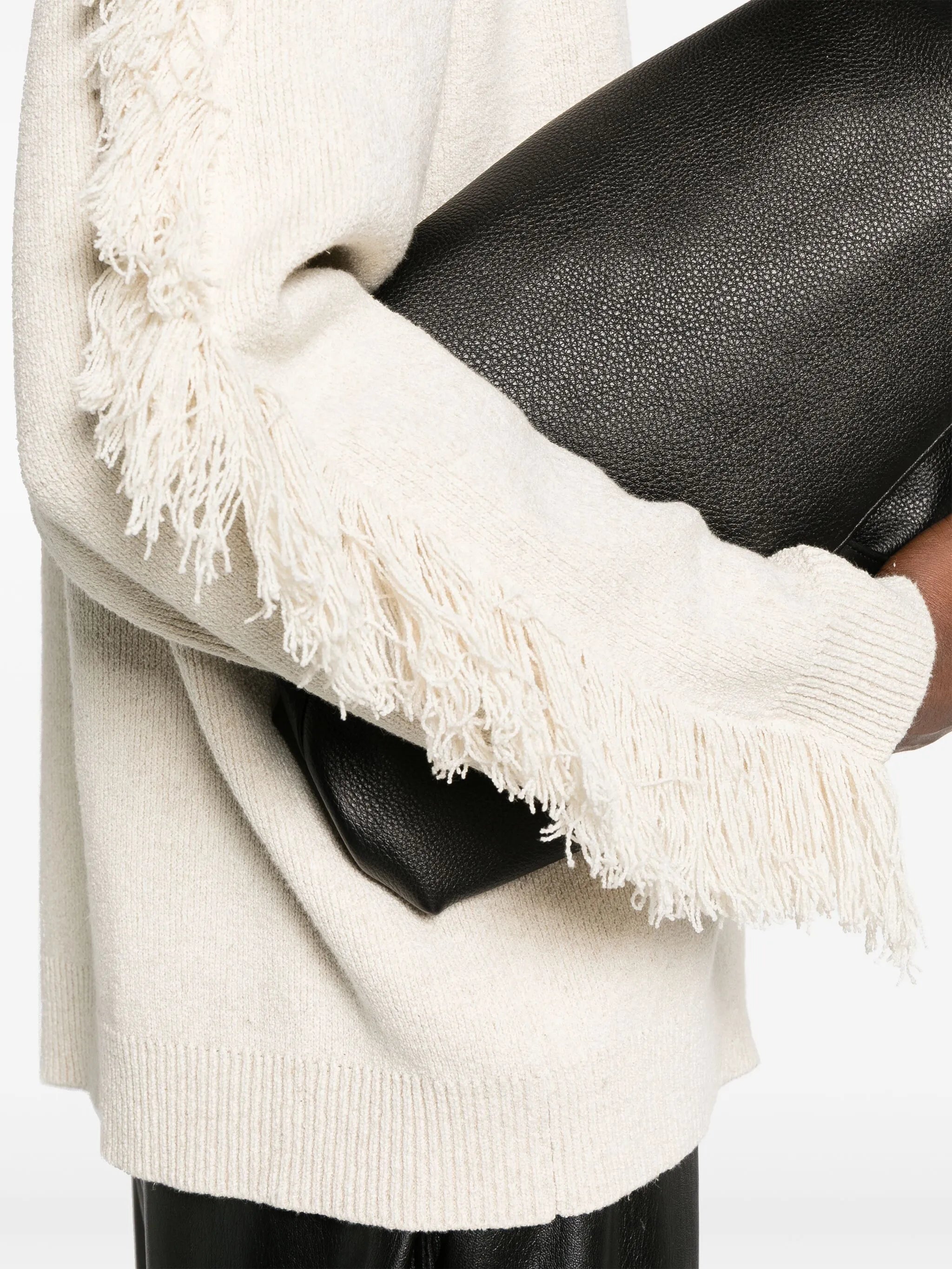 fringed crew-neck jumper