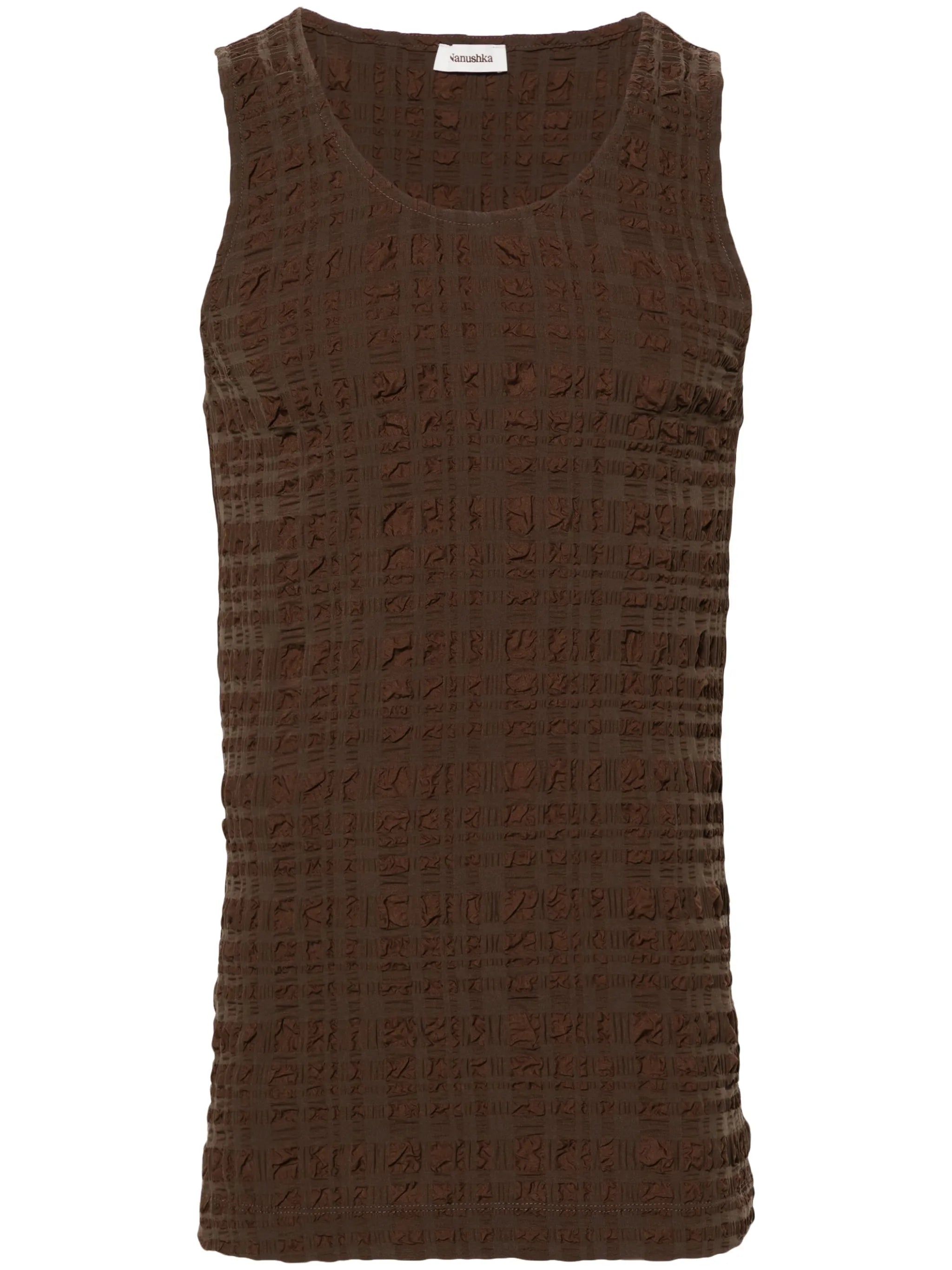seersucker U-neck tank top