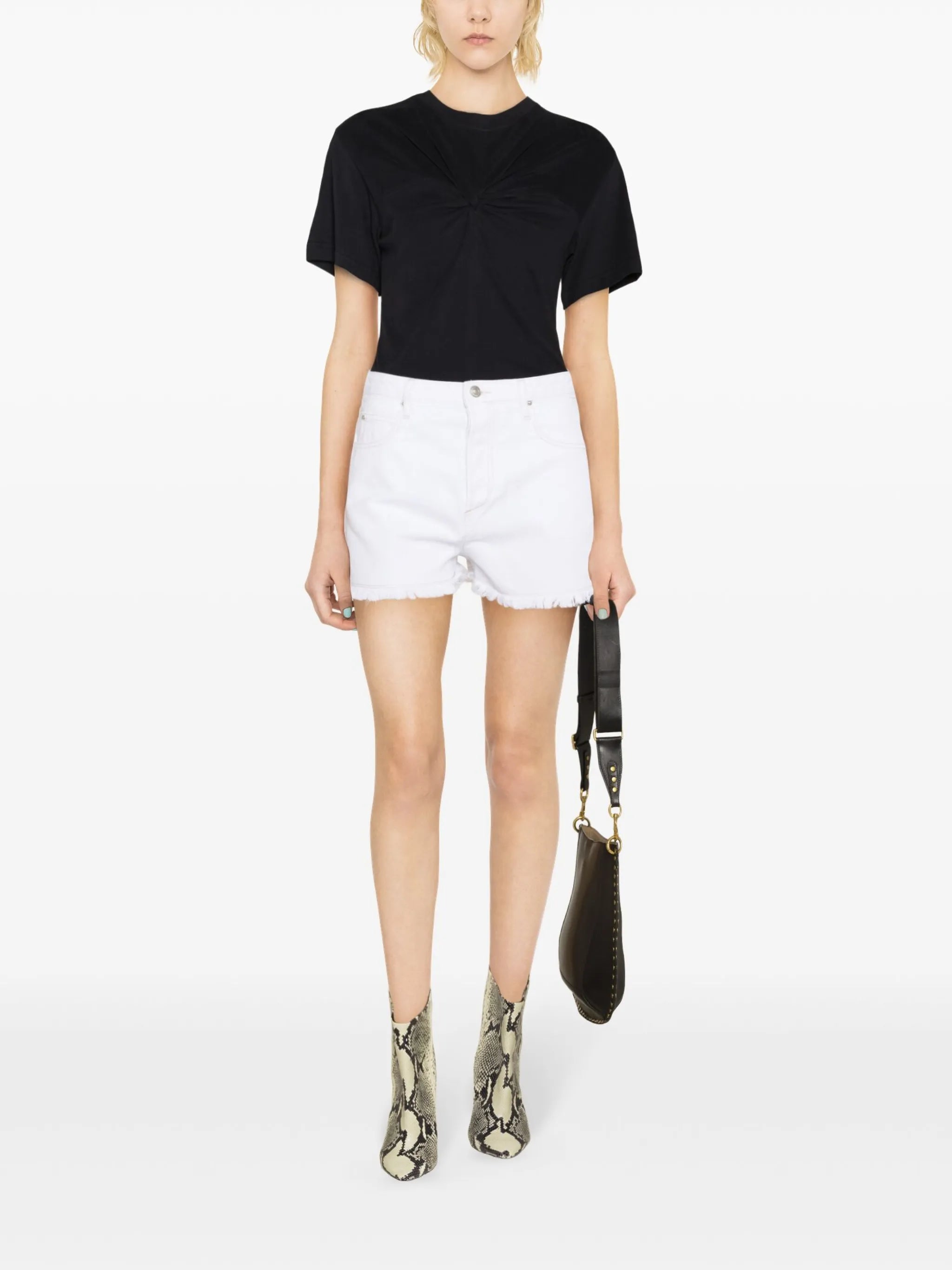 Zuria knot-detail organic cotton T-shirt
