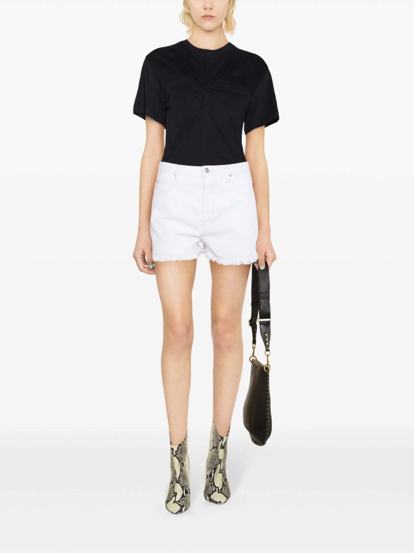 Zuria knot-detail organic cotton T-shirt