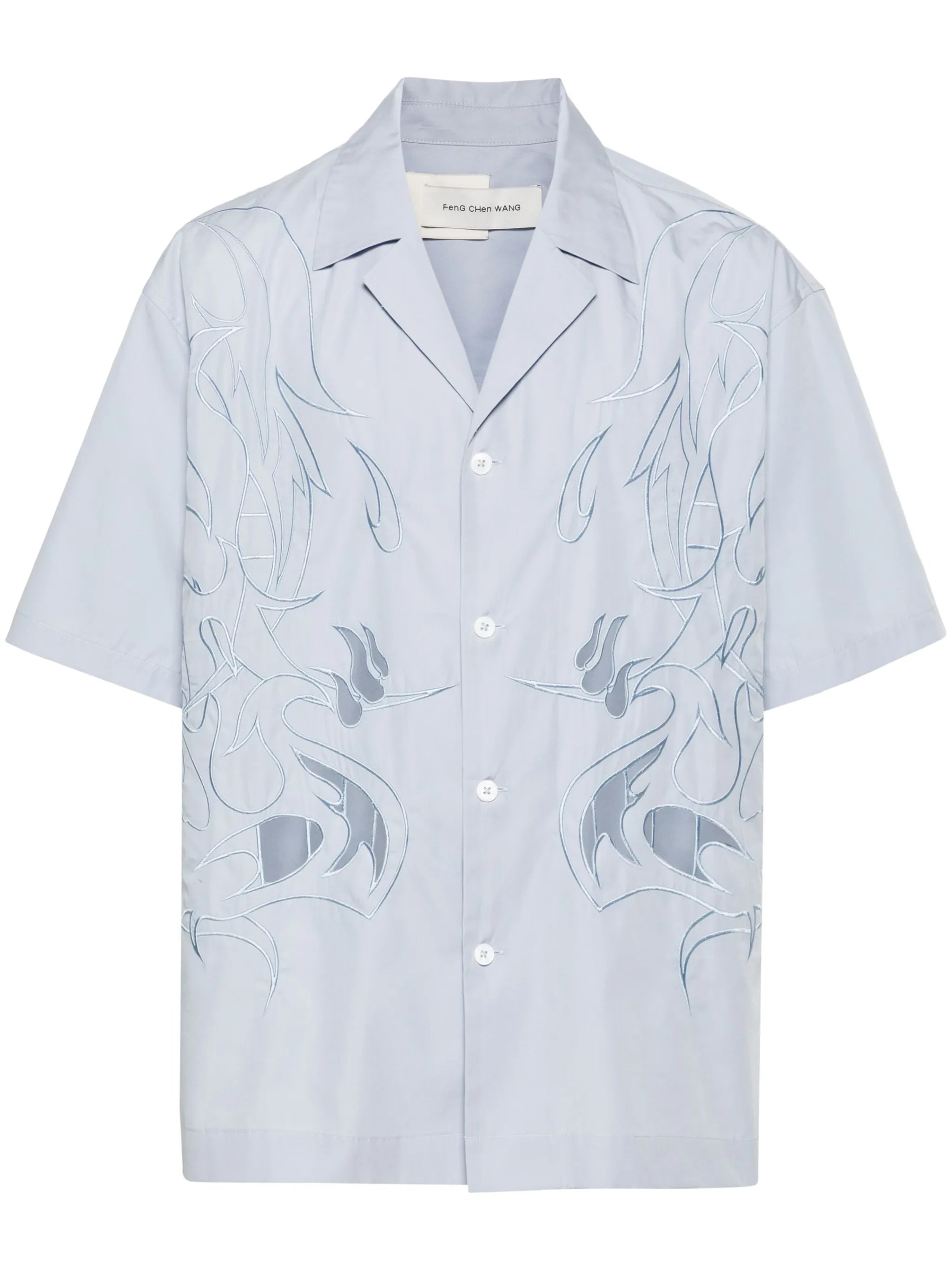 Phoenix-embroidered cotton shirt