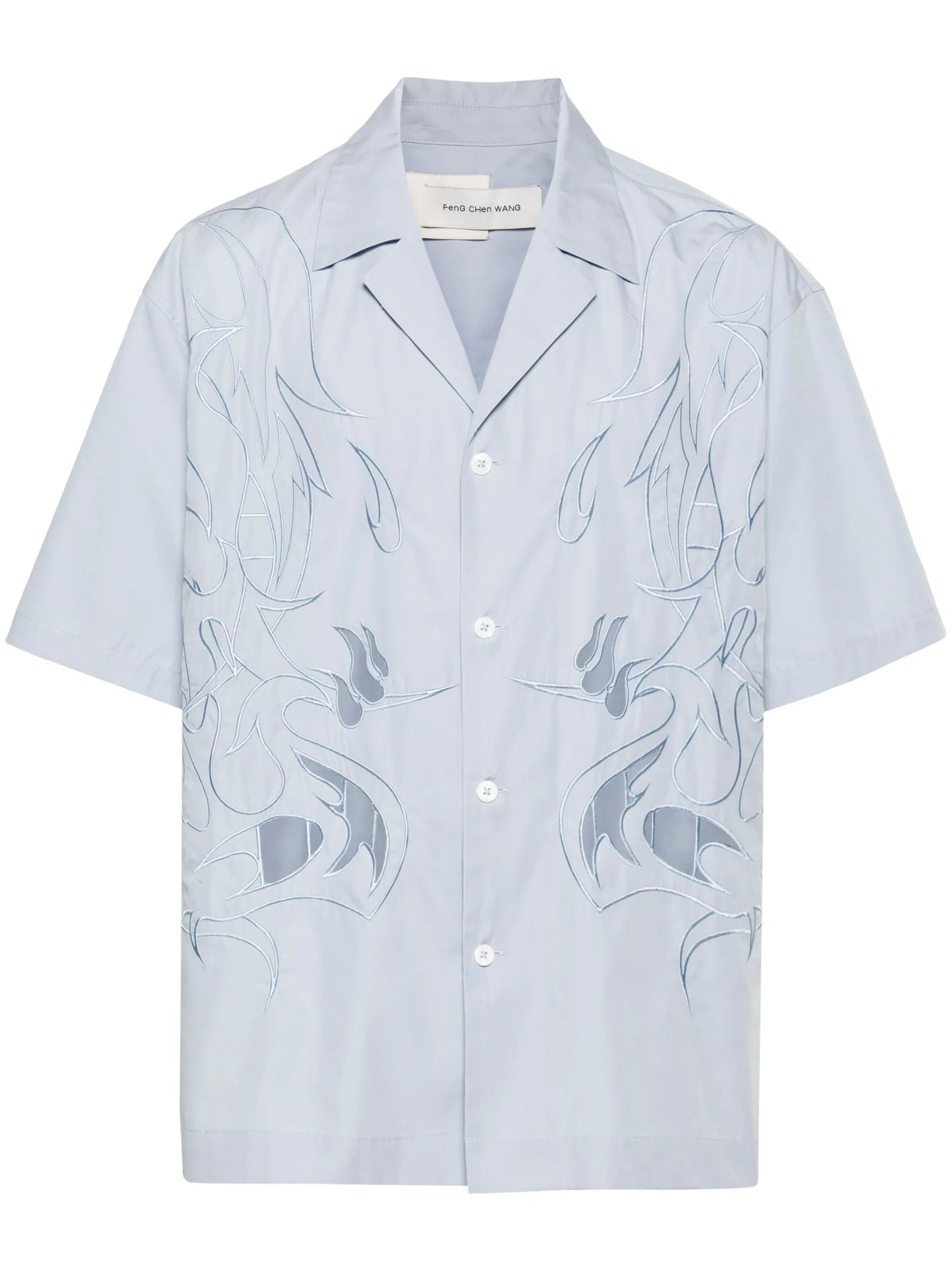 Phoenix-embroidered cotton shirt