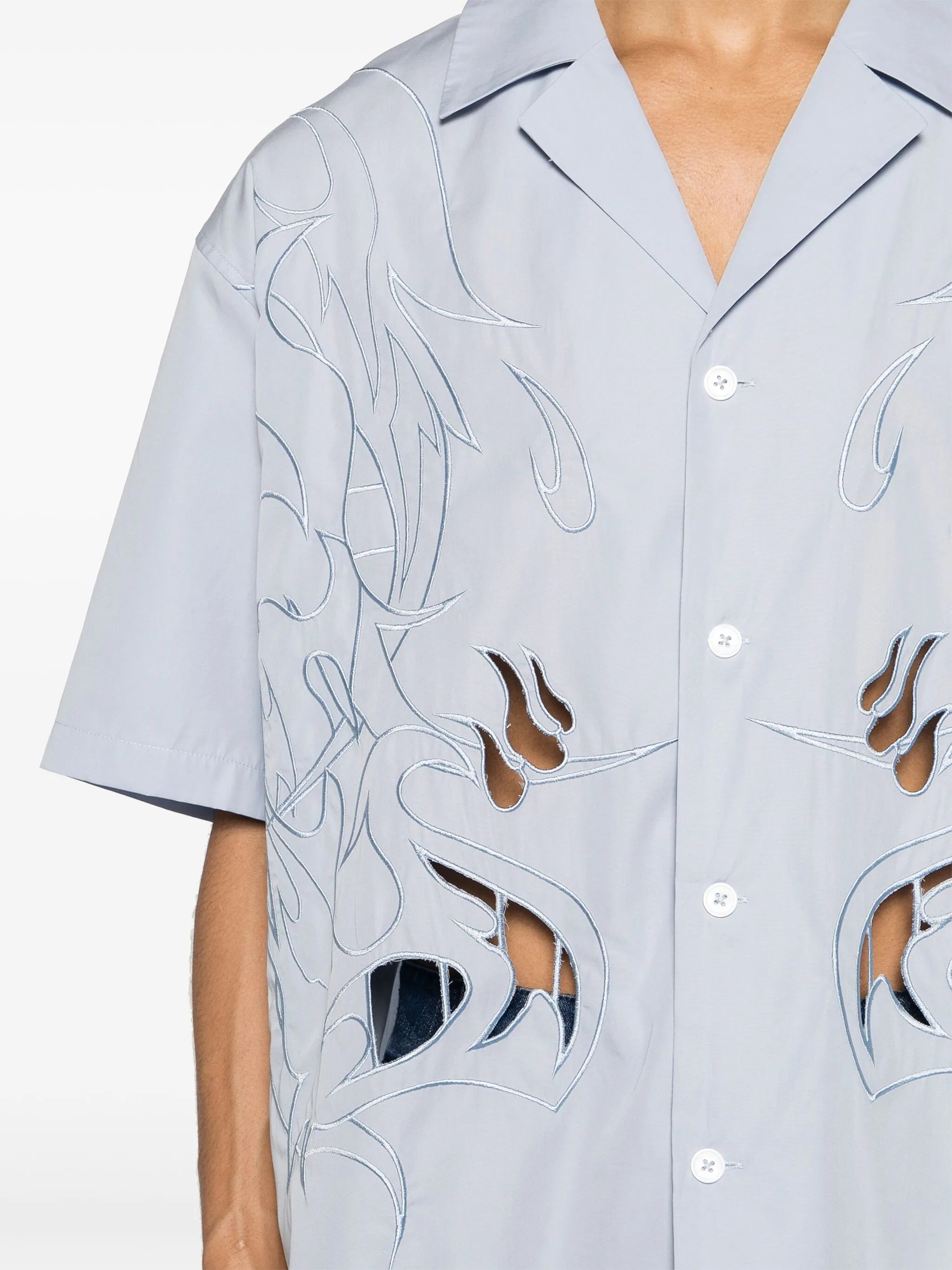Phoenix-embroidered cotton shirt