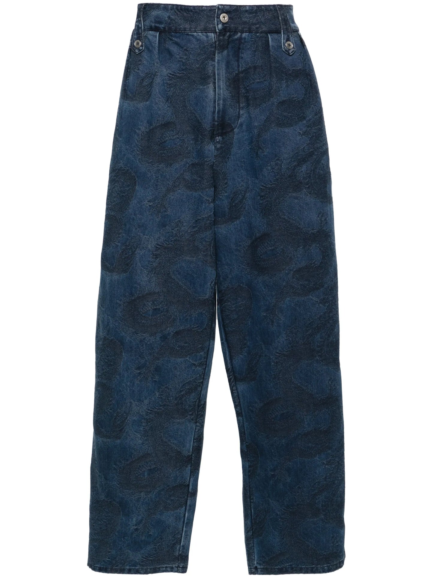 Dragon-jacquard wide-leg jeans