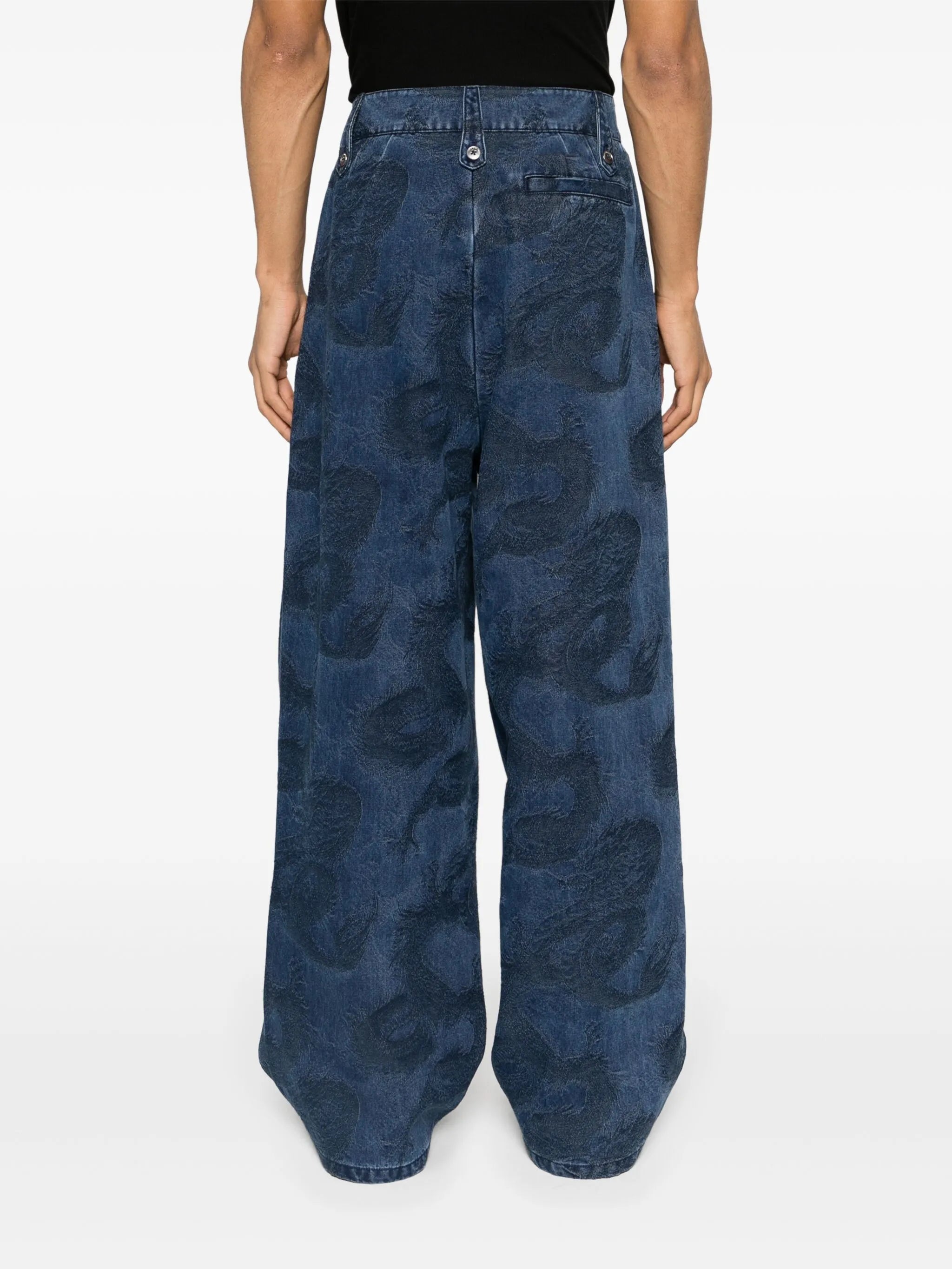 Dragon-jacquard wide-leg jeans