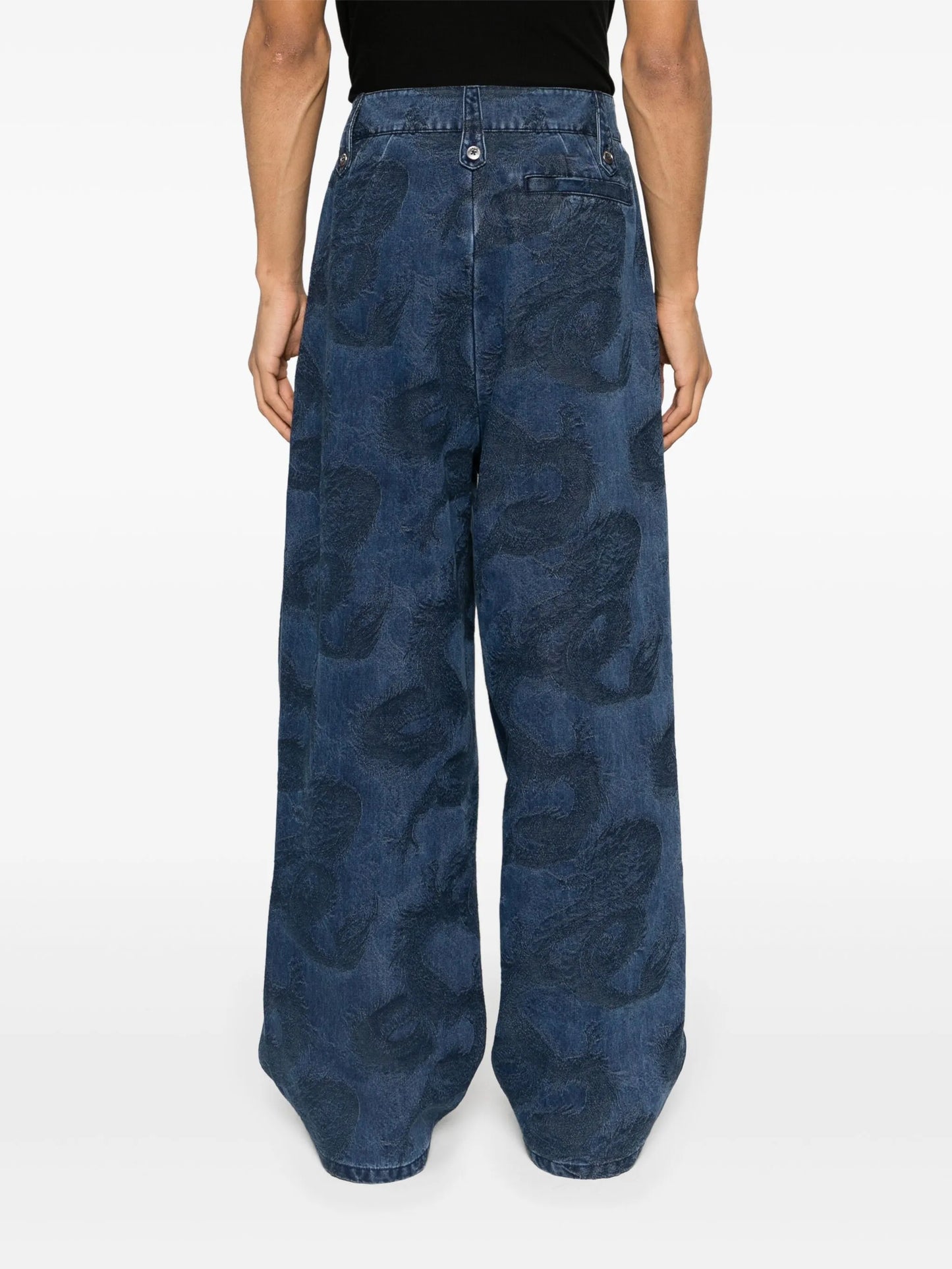 Dragon-jacquard wide-leg jeans