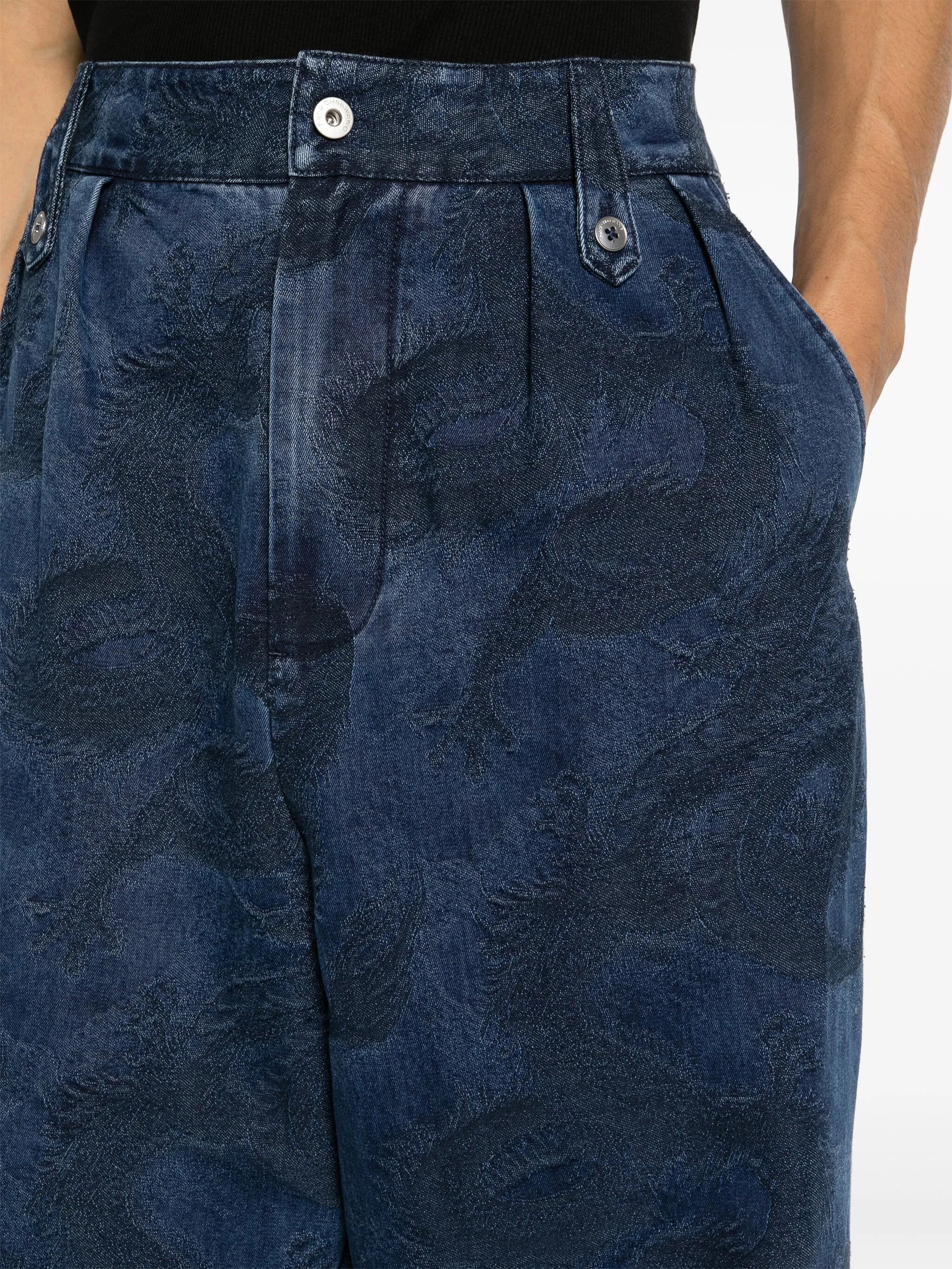 Dragon-jacquard wide-leg jeans