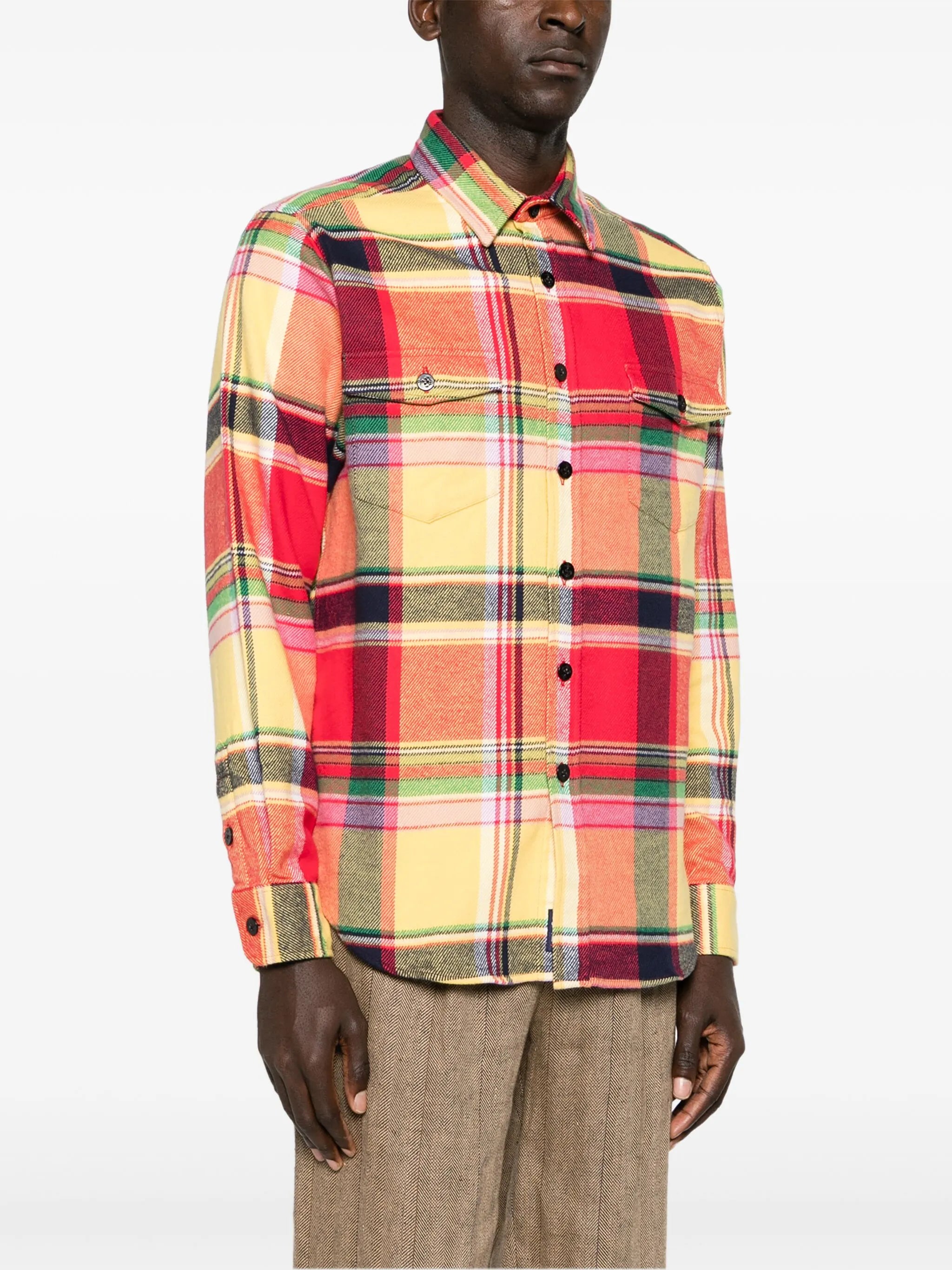 Heavyweight plaid-check flannel shirt