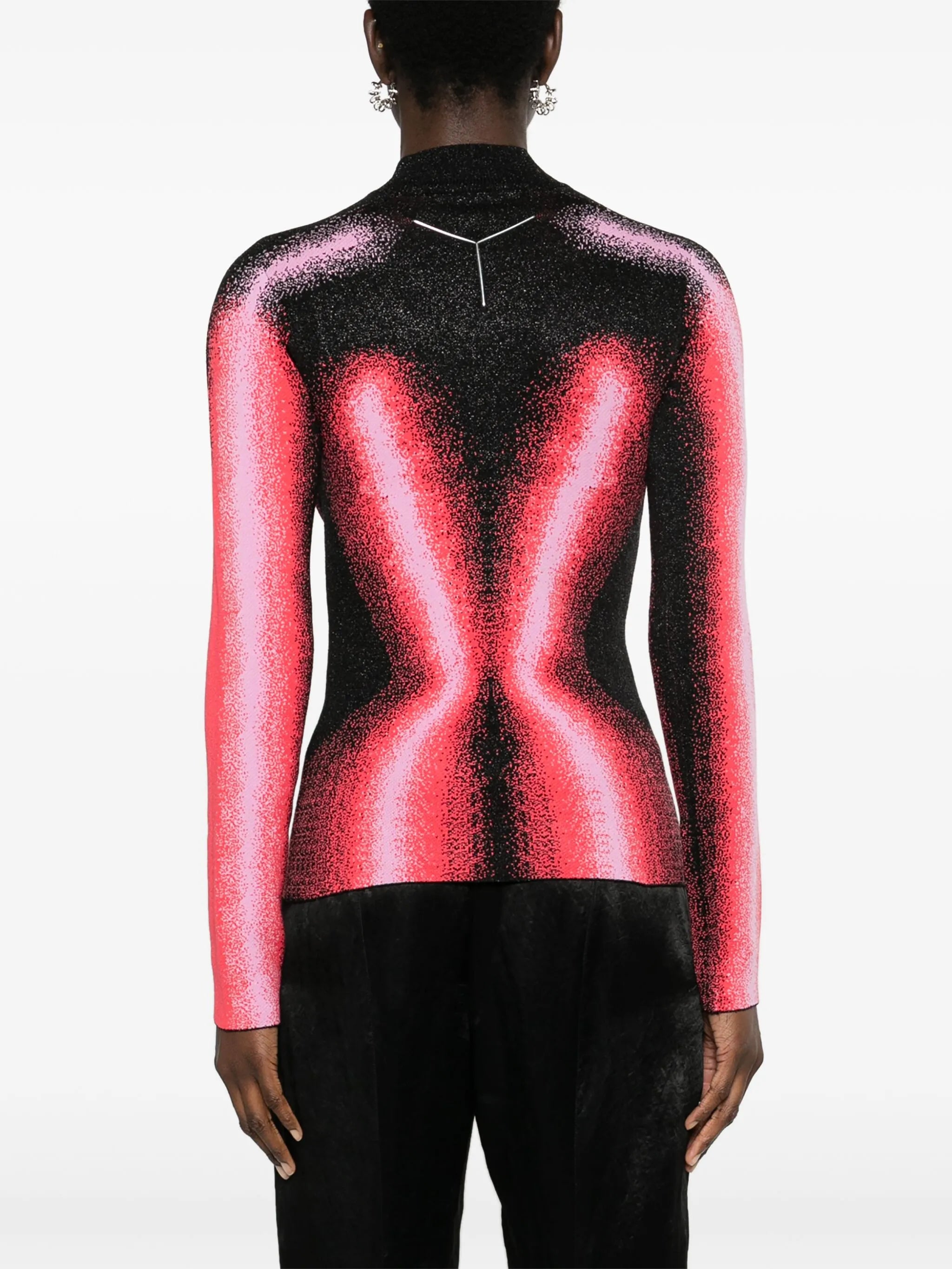 mock-neck jacquard top