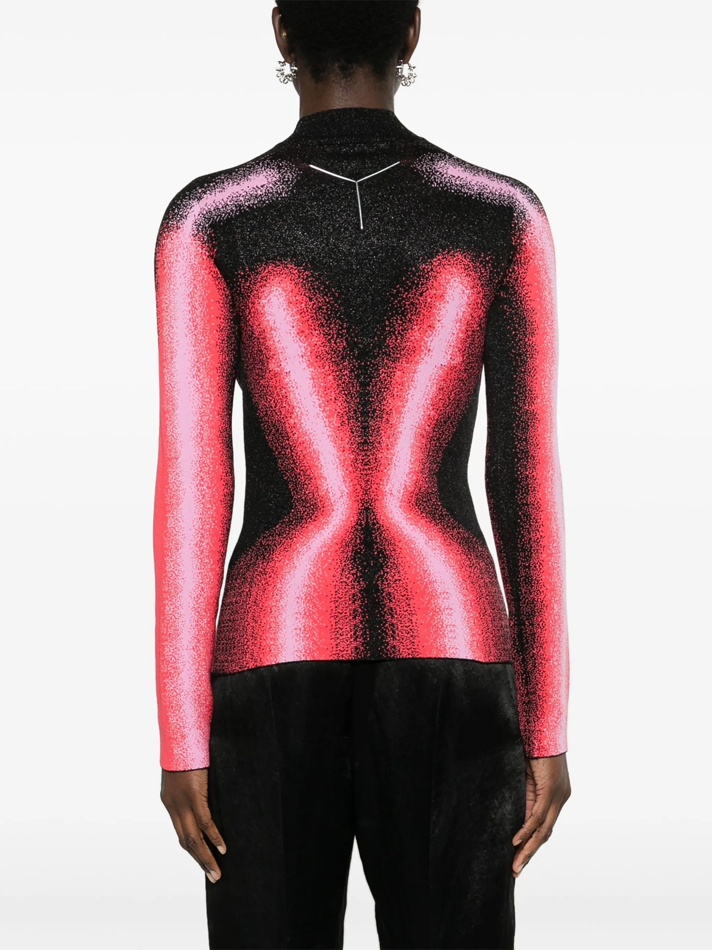 mock-neck jacquard top