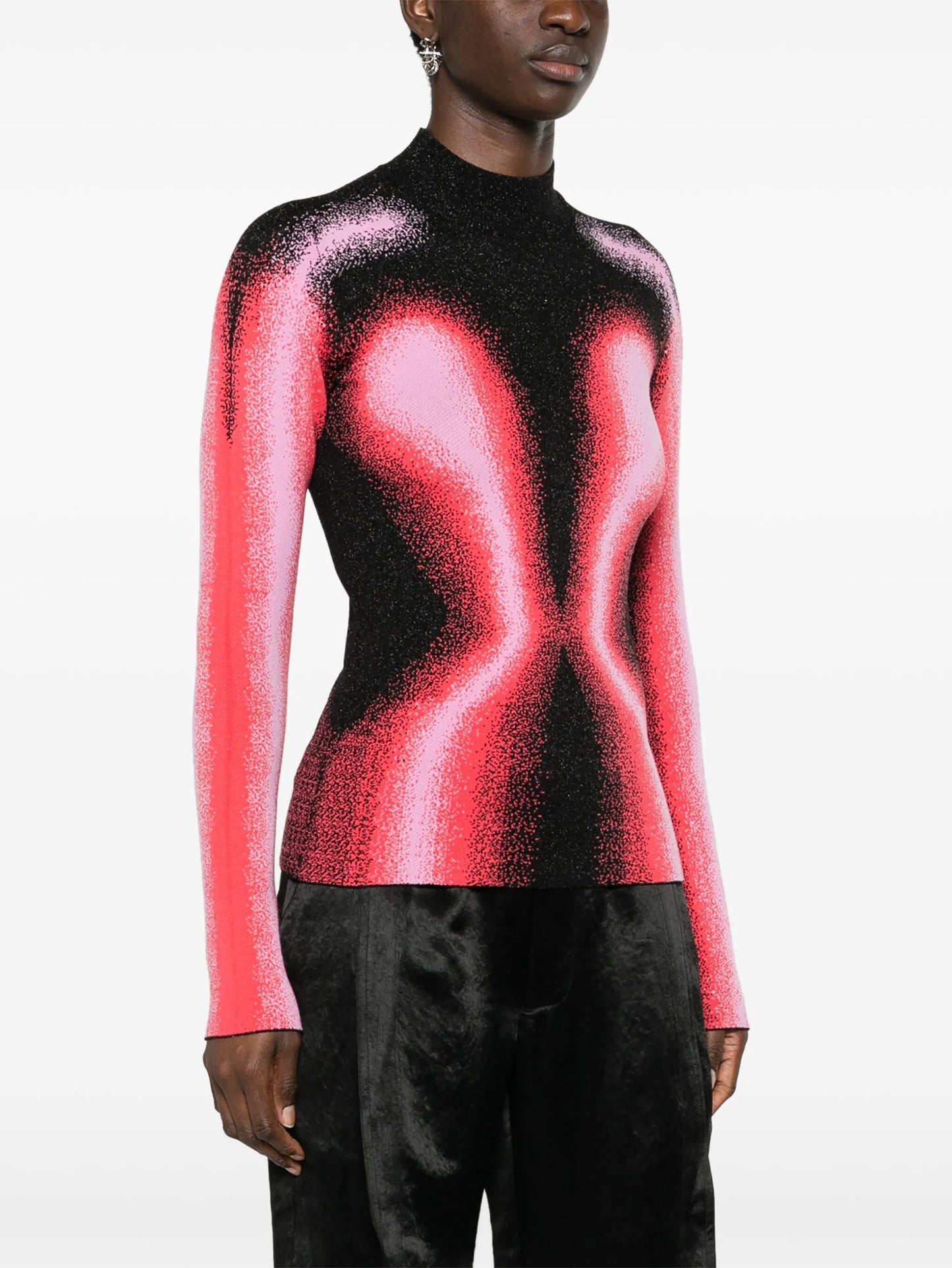mock-neck jacquard top