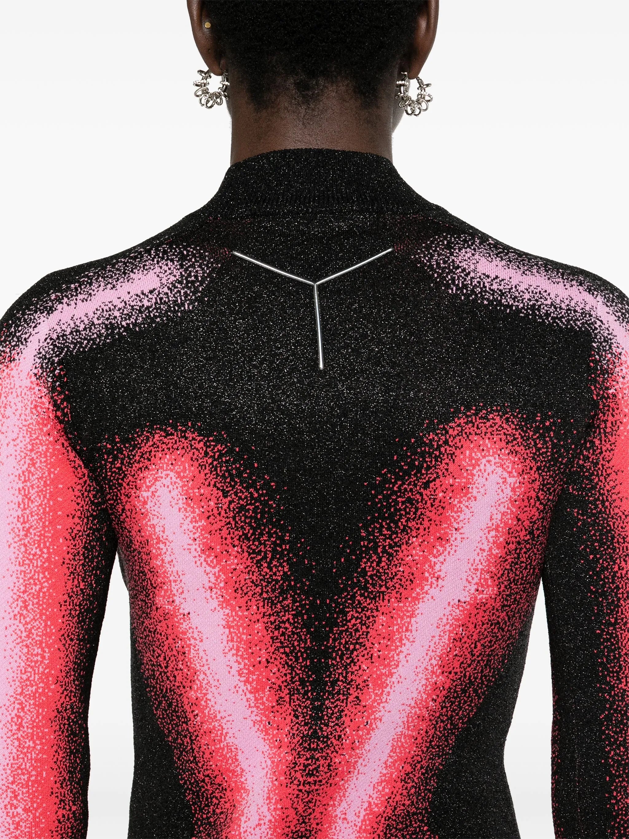 mock-neck jacquard top